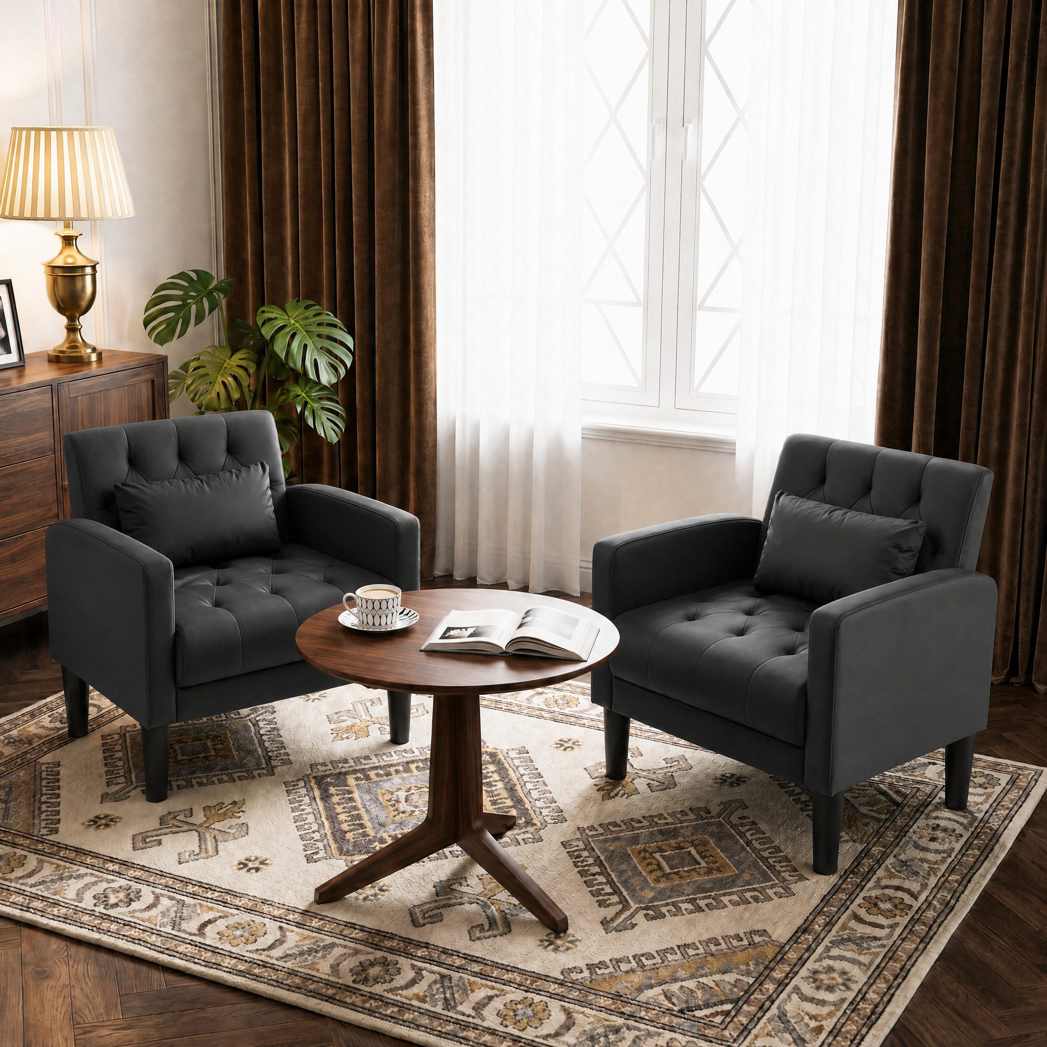 GRAVFORCE Ohrensessel Polstersessel Modern Loungesessel Wohnzimmer (2-St), Stoff bis 136 kg