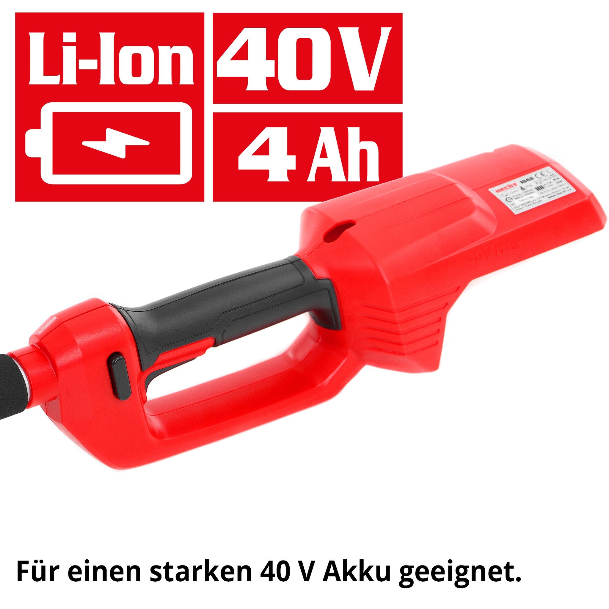 Hecht Akku-Rasentrimmer mit Teleskopstab Akku-Serie 5040, 28, 30, 32 cm cm Arbeitsbreite Faden, 4 Ah 40 V, 8.000 U/min, 1,8 mm Nylonfaden