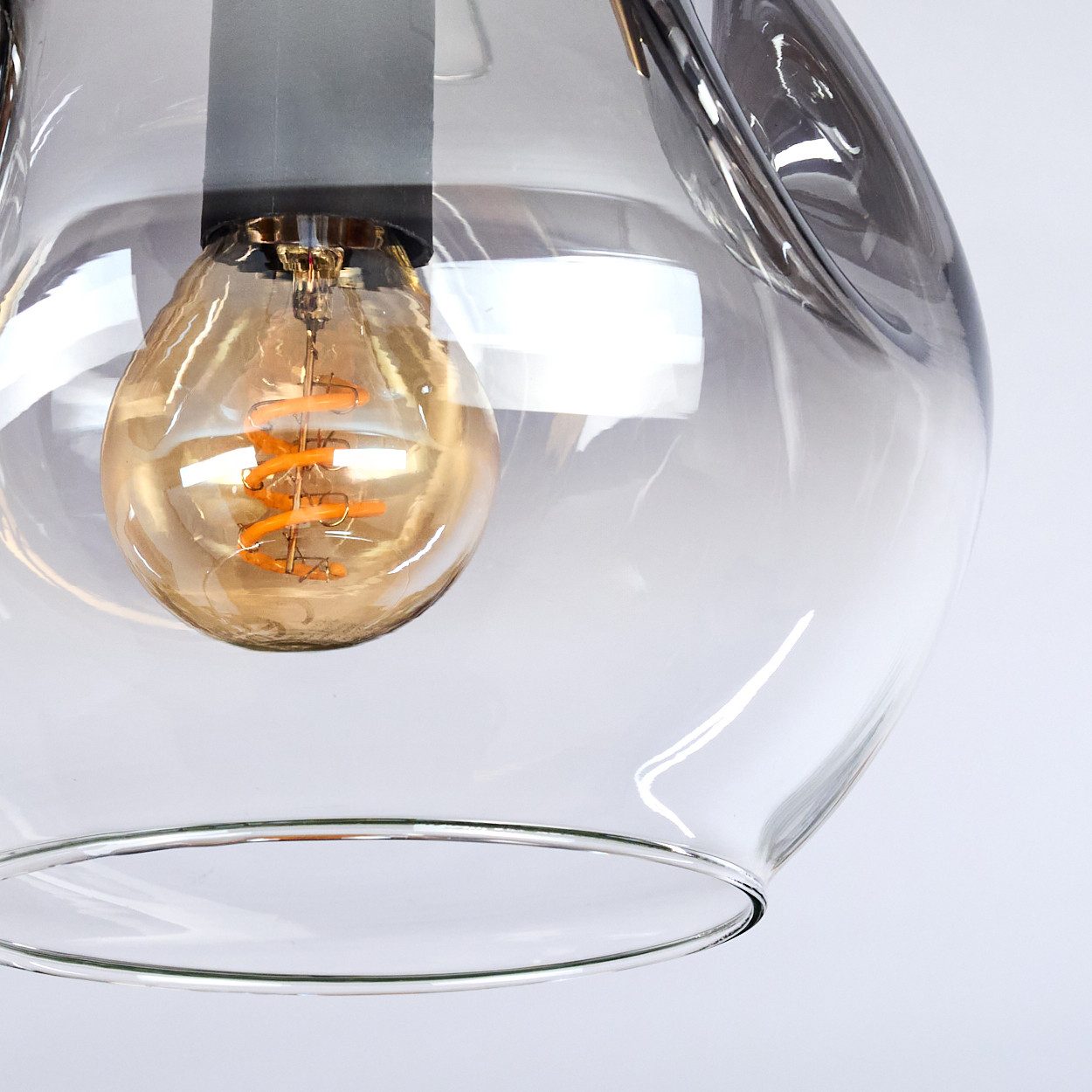 hofstein Deckenleuchte Deckenlampe aus Metall/Glas in Schwarz/Gold-/Rauchfarben/Klar, Deckenleuchte im modernen Vintage-Design (Schirme Ø 15 cm), 3 x E14