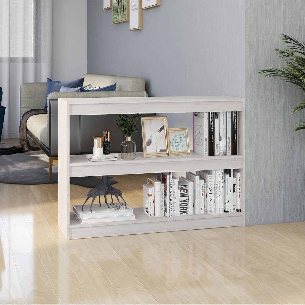 furnicato Bücherregal Raumteiler Weiß 100x30x71,5 cm Massivholz Kiefer | Bücherschränke