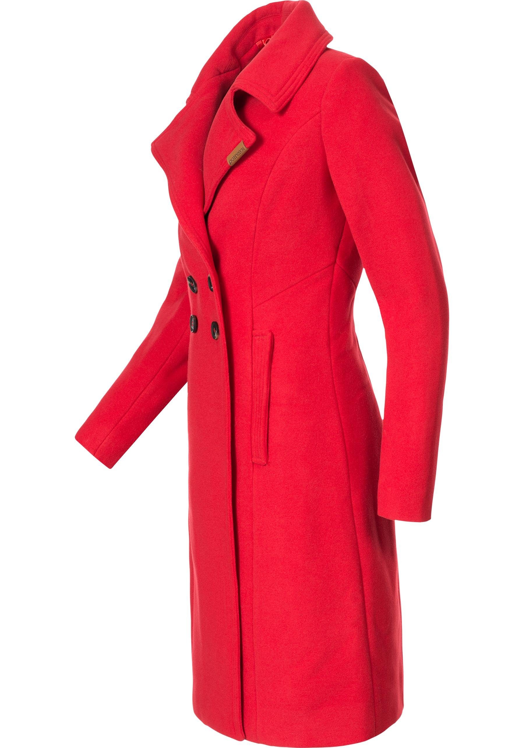 Navahoo Wintermantel Wooly edler Damen Trenchcoat in Wollmantel-Optik