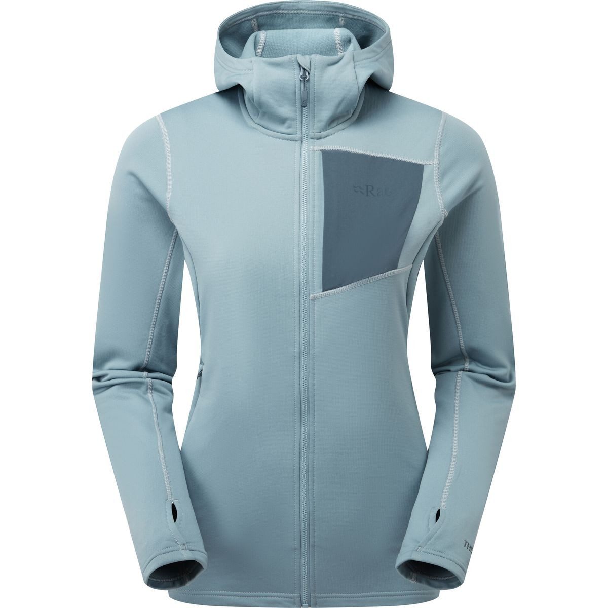 Rab Fleecejacke Superflux Hoody Wmns Vielseitiger Kapuzen-Midlayer für jede Gebirgsaktivität – ob