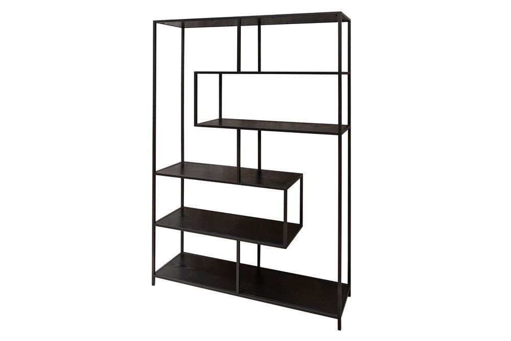 riess-ambiente Bücherregal SLIM LINE 185x114cm schwarz, Einzelartikel 1-tlg., Wohnzimmer · Holzwerkstoff · Metall · mit Ablage · Industrial