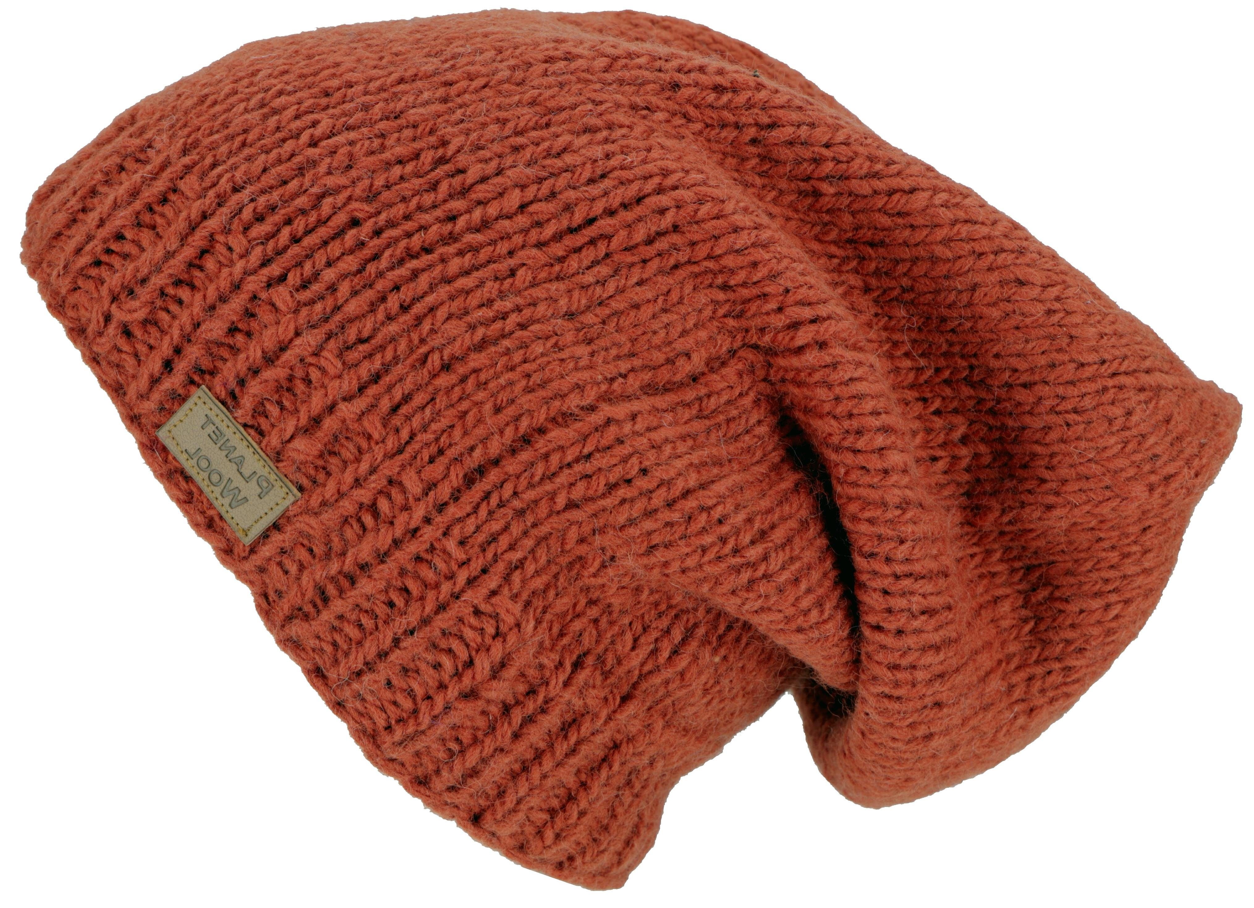 Guru-Shop Strickmütze Beanie Mütze, Strickmütze, Nepalmütze,.. rostorange