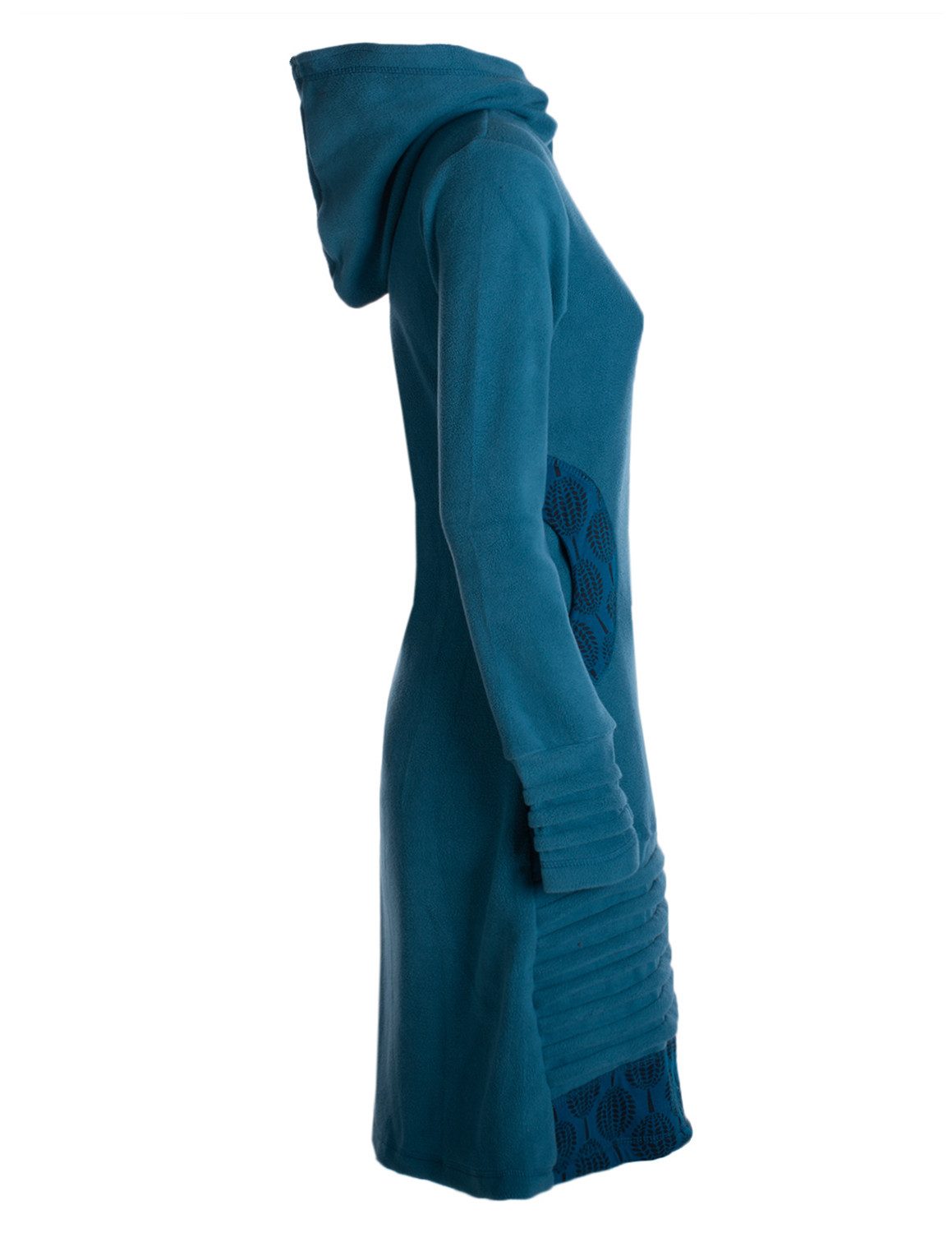 Vishes Kapuzenfleecejacke Damen Kapuzenjacke lang Fleece Hippiemantel Übergangsjacke Hoodie, Retro Style, Alternative Bekleidung