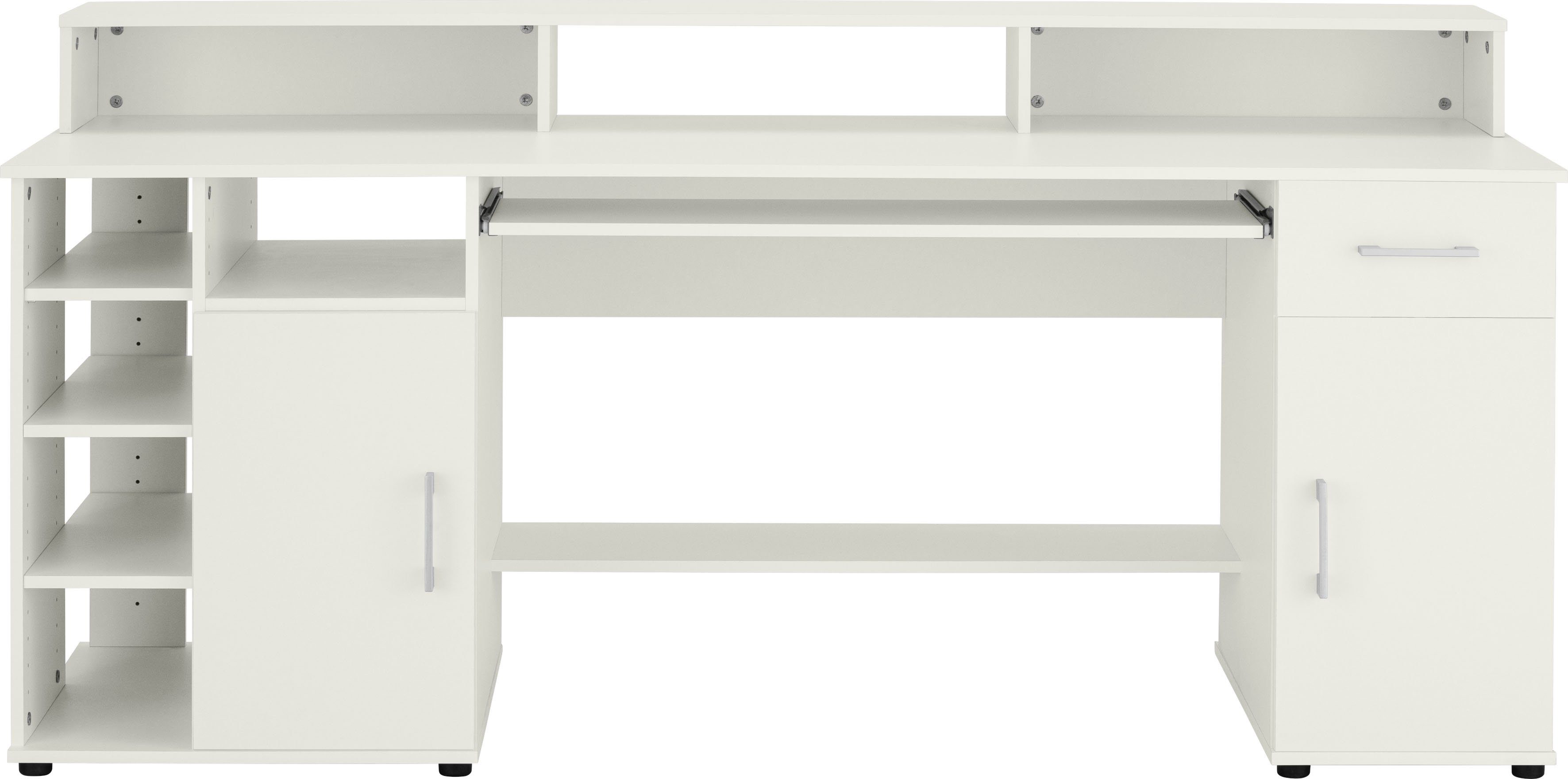 VOGL Möbelfabrik Schreibtisch Tim, Breite 180 cm, Gamingtisch Made in Germany weiß | weiß | weiß | Schreibtische