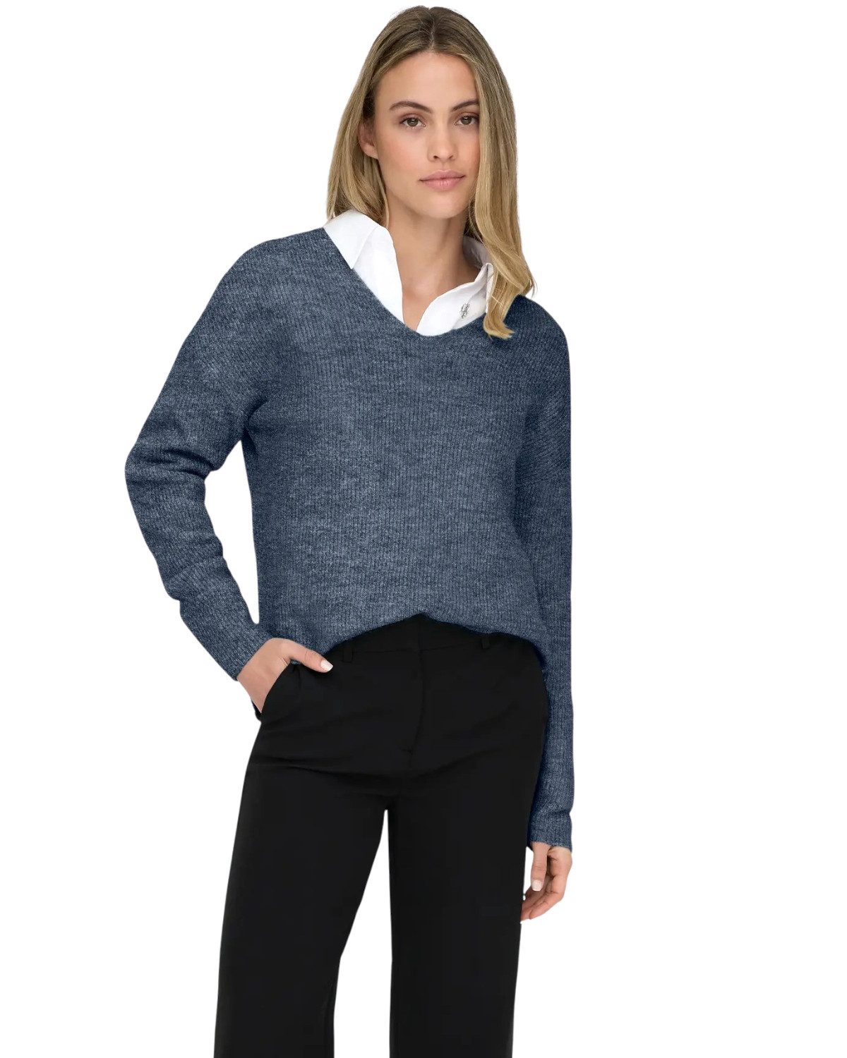 ONLY V-Ausschnitt-Pullover Weicher Strickpullover mit V-Ausschnitt günstig online kaufen