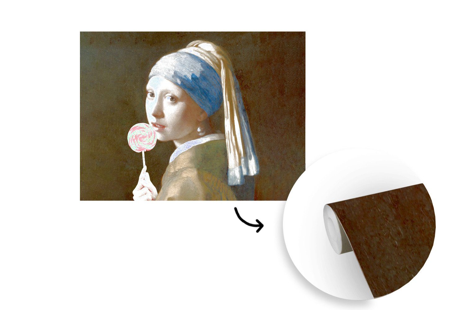 - Mädchen für Tapete Süßigkeiten, Fototapete St), (6 Vermeer MuchoWow Matt, Wallpaper dem Wohnzimmer, bedruckt, Das Schlafzimmer, - mit Kinderzimmer, Perlenohrring Vinyl