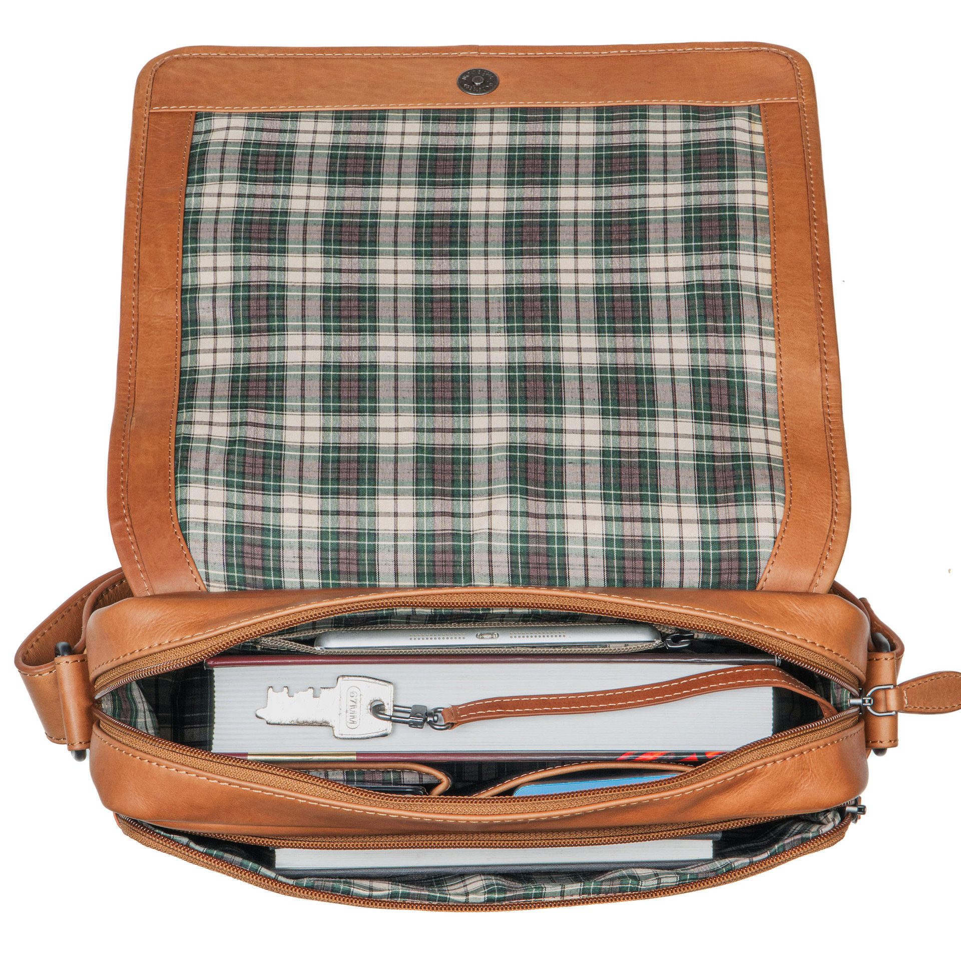 Benthill Messenger Bag Herren Umhängetasche Echt Leder Messenger Laptop Schultertasche Damen, Reißverschlussfach