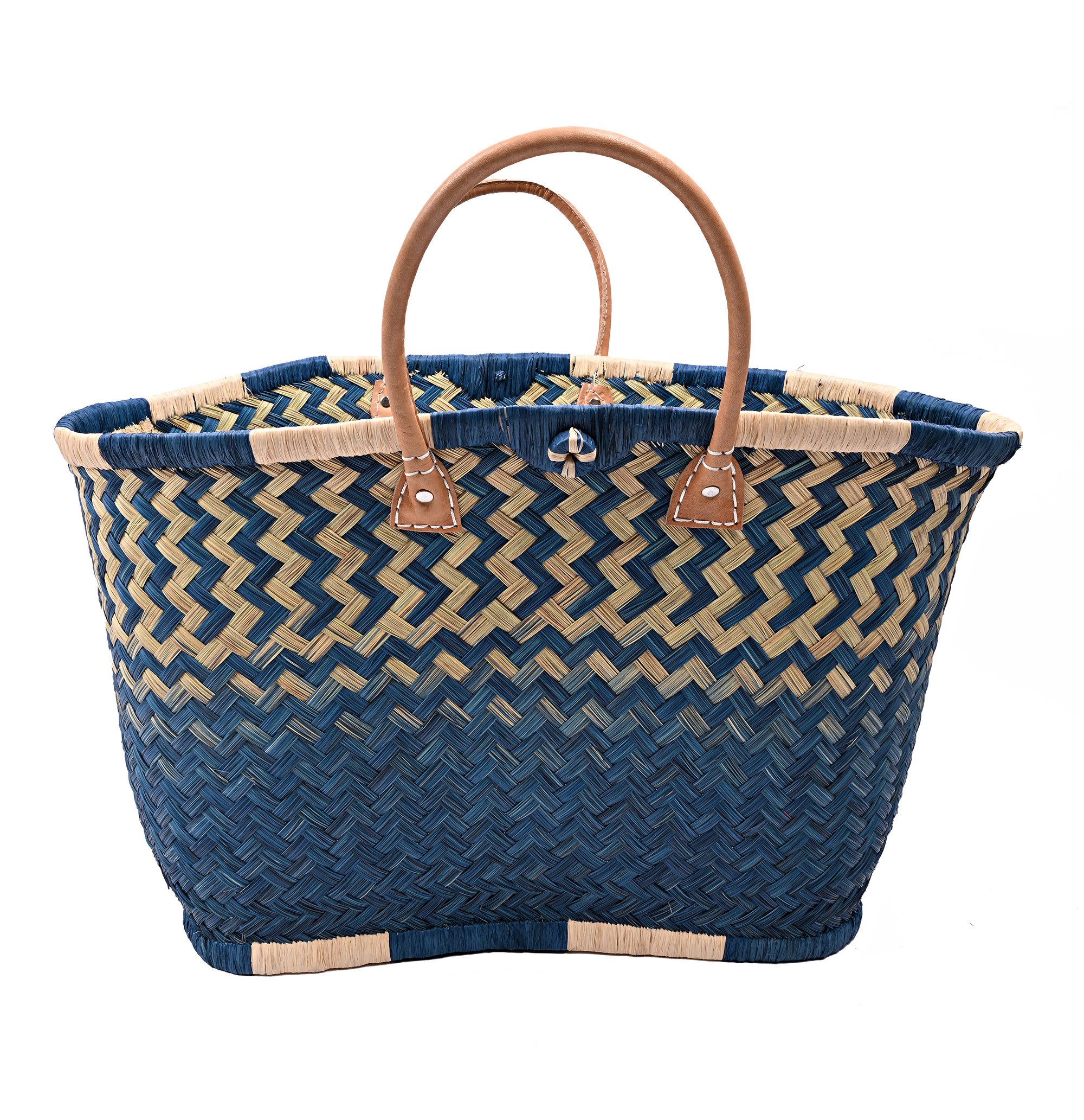 Goodman Design Korbtasche Handgefertigte Basttasche mit Ledergriffen, Langlebig, umweltfreundlich und hochwertig verarbeitet