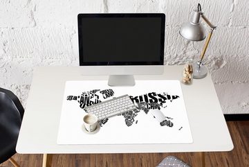 MuchoWow Gaming Mauspad Weltkarte - Schwarz - Weiß - Wörter - Kind - Junge - Mädchen (1-St), Büro für Tastatur und Maus, Mousepad Gaming, 90x60 cm, XXL, Großes