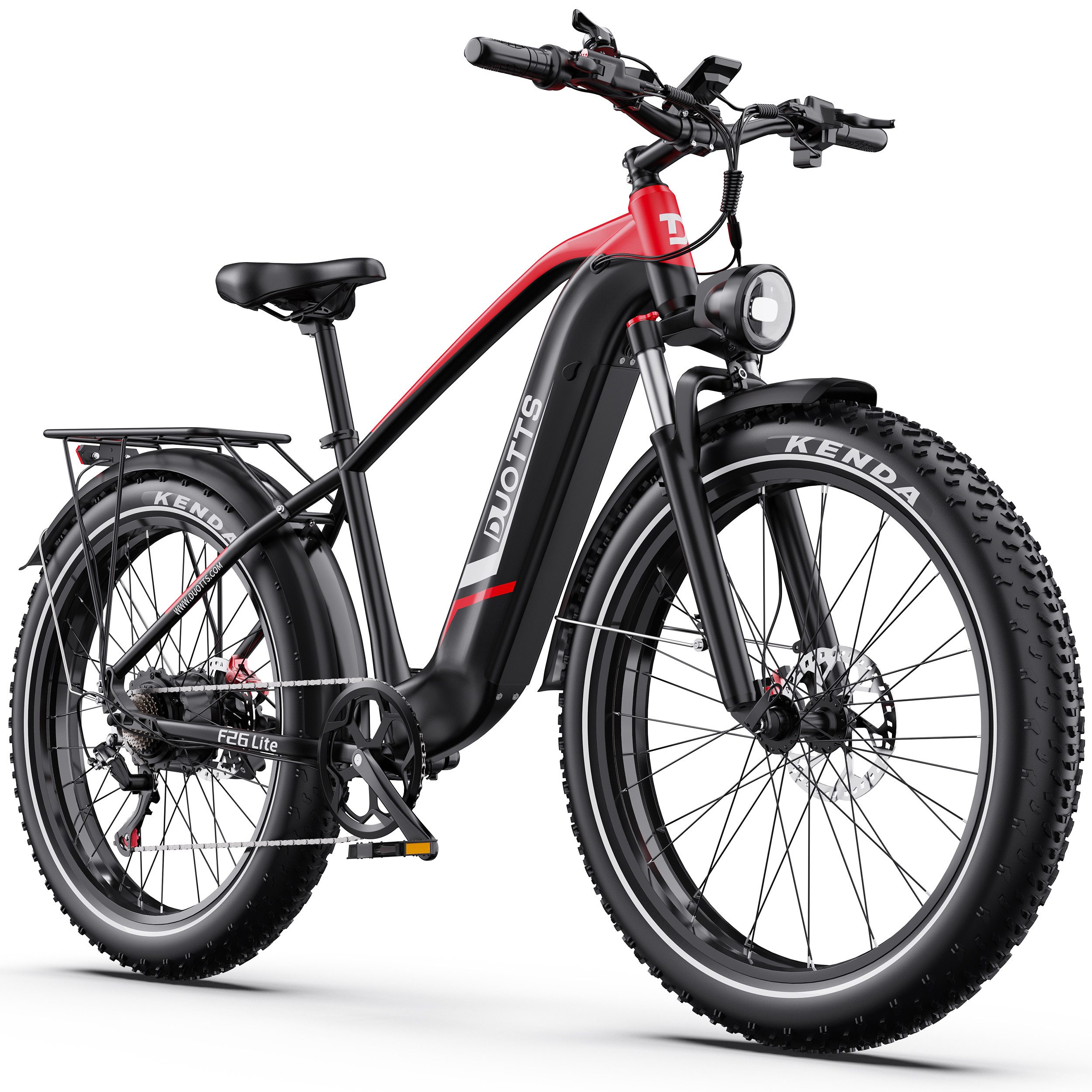 DUOTTS E-Bike Cityrad F26lite Pedelec Damen u. Herren 48V 864Wh 100km 26x4,0 Elektrisches, 7 Gang Shimano Schaltwerk, Kettenschaltung, Heckmotor, 864 Wh, Fat-Tire E-Mountainbike