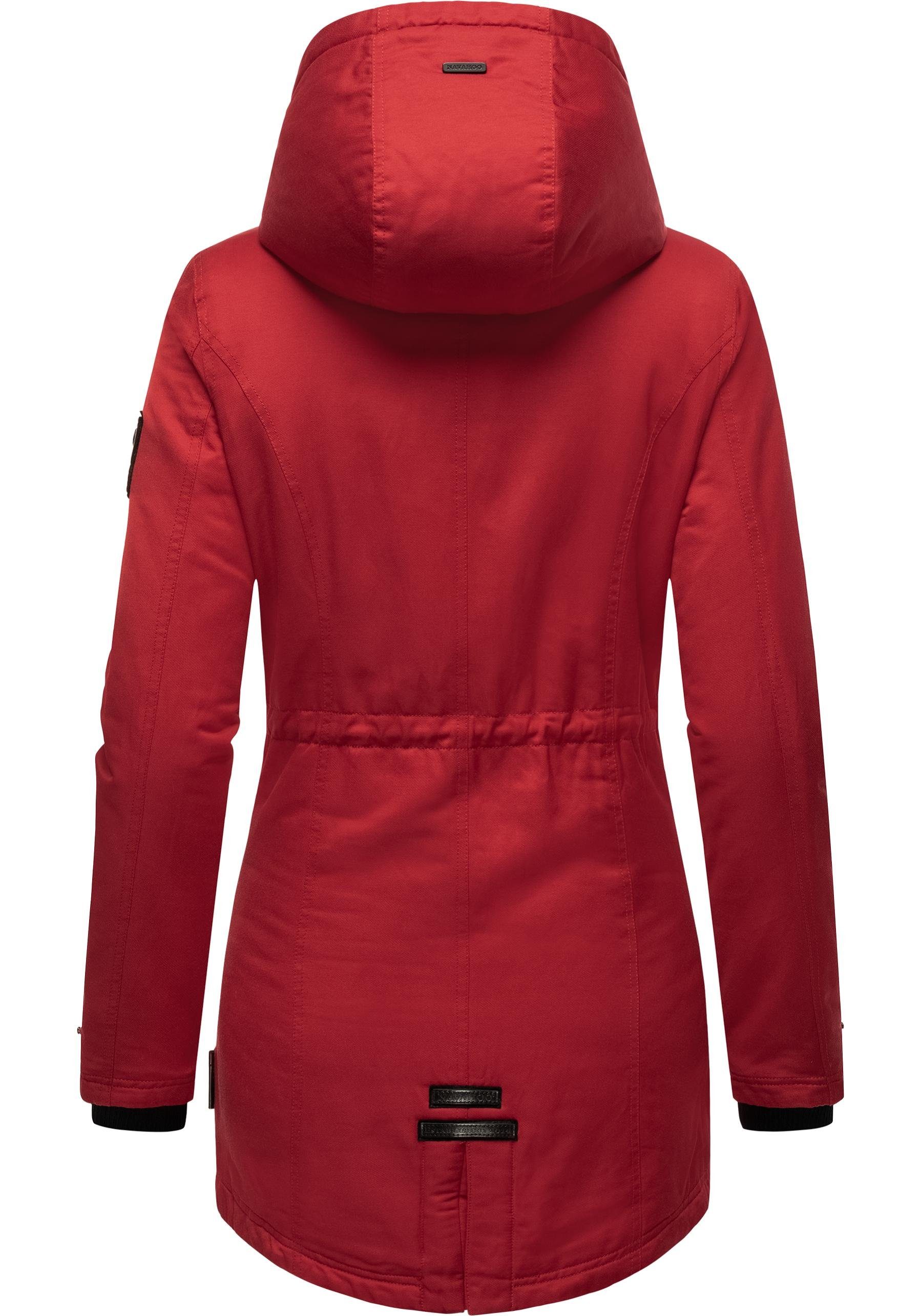 Navahoo Wintermantel Avrille II sportlicher Damen Winter Kurzmantel mit großer Kapuze