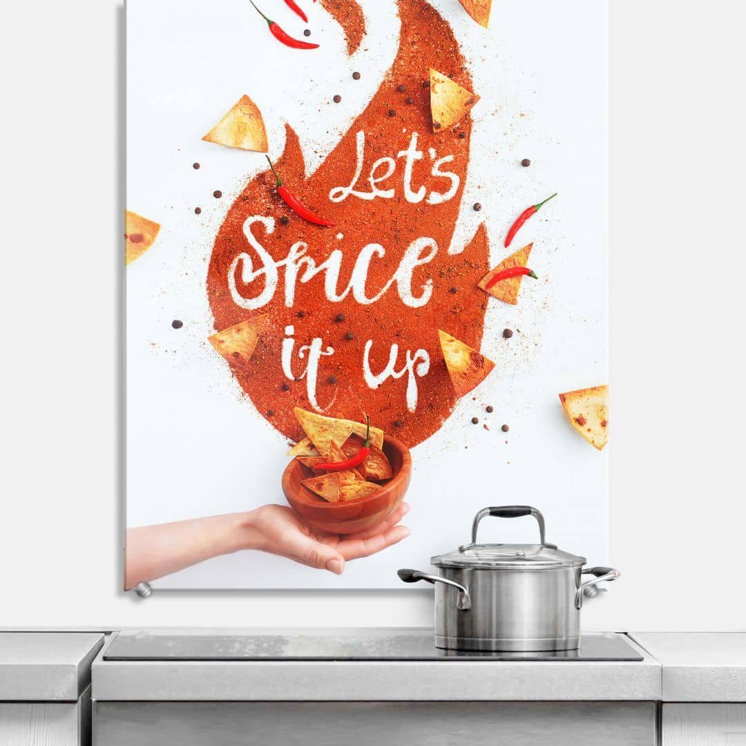 K&L Wall Art Gemälde Wandschutz Bild Glas Spritzschutz Küche Belenko Taccos Chili Spice it up, Küchenrückwand montagefertig