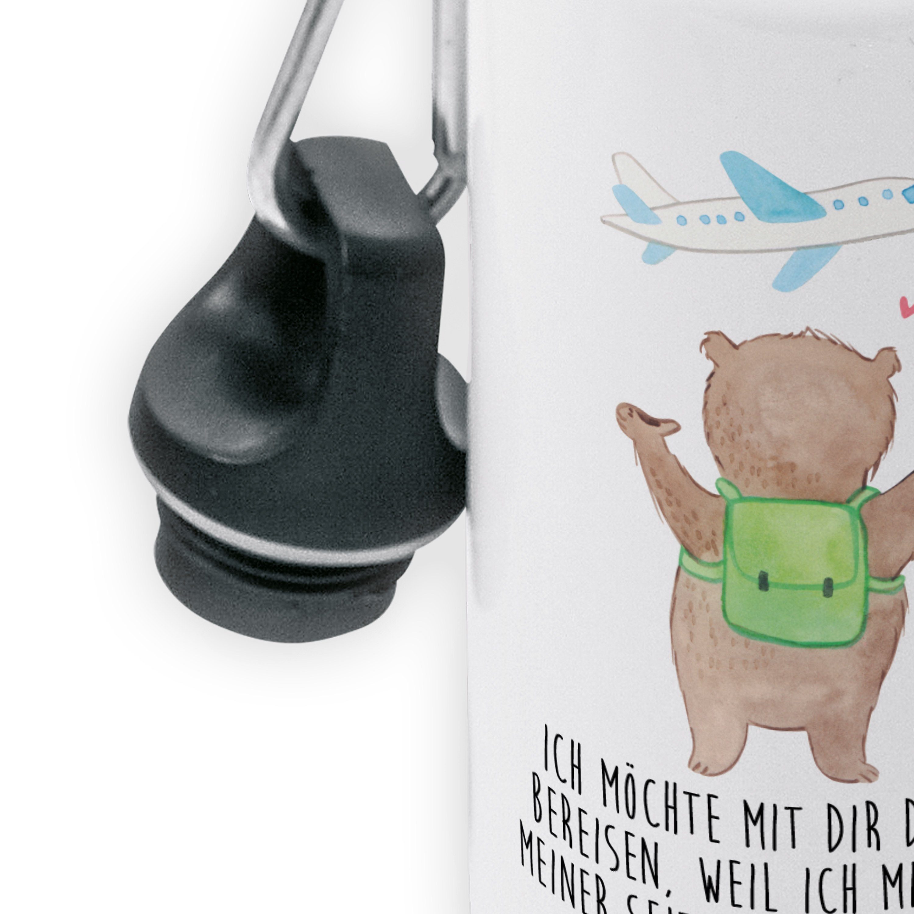 Geschenk, & - Weiß Partner, - Ehefrau, Jungs, Kindergarten Mrs. Panda Mr. Flugzeug Trinkflasche Bär