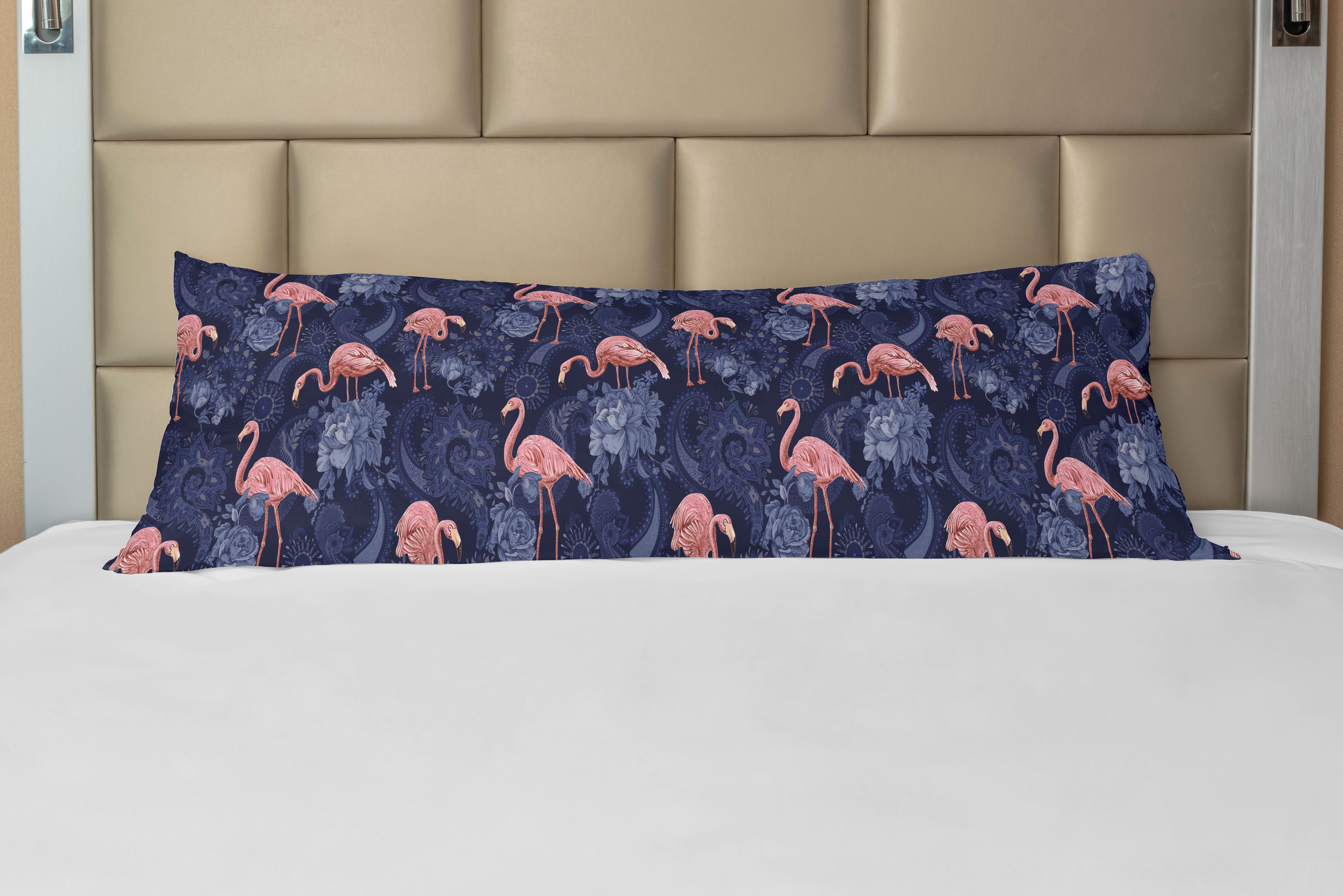 Kissenbezug, Seitenschläferkissenbezug Jacobean Blumen Deko-Akzent Abakuhaus, Langer Flamingo Exotische