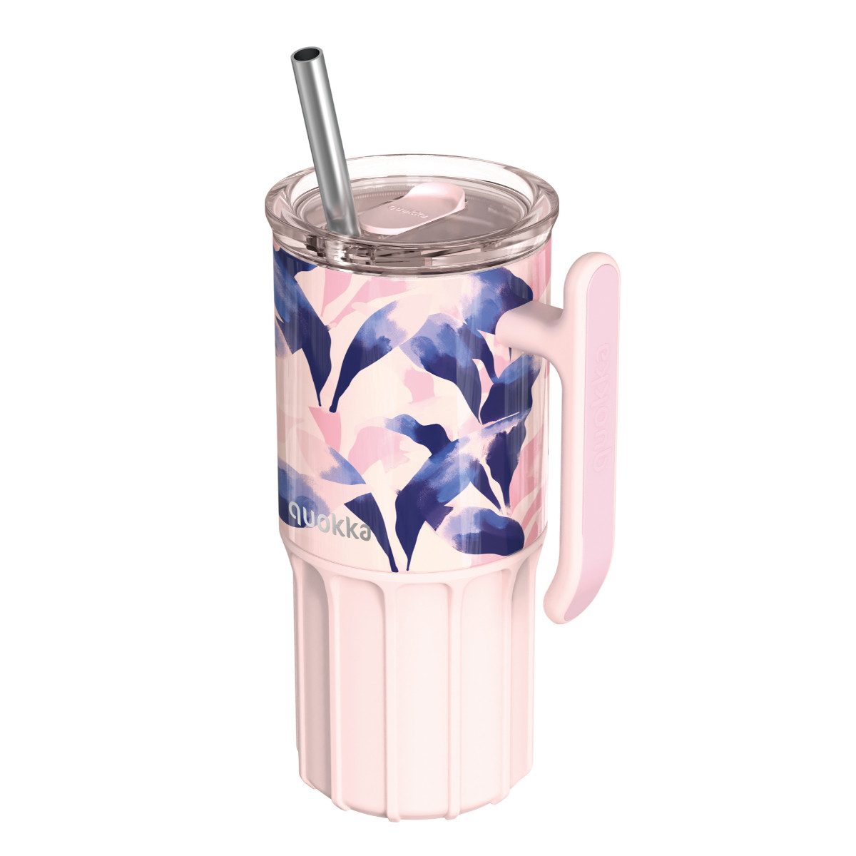 Quokka Trinkflasche UMI Vakuumisolierter Thermo. aus Edelstahl 720 ml Blaue Federn, Vakuumisoliert, Doppelwandige Edelstahlkonstruktion, Auslaufsicher