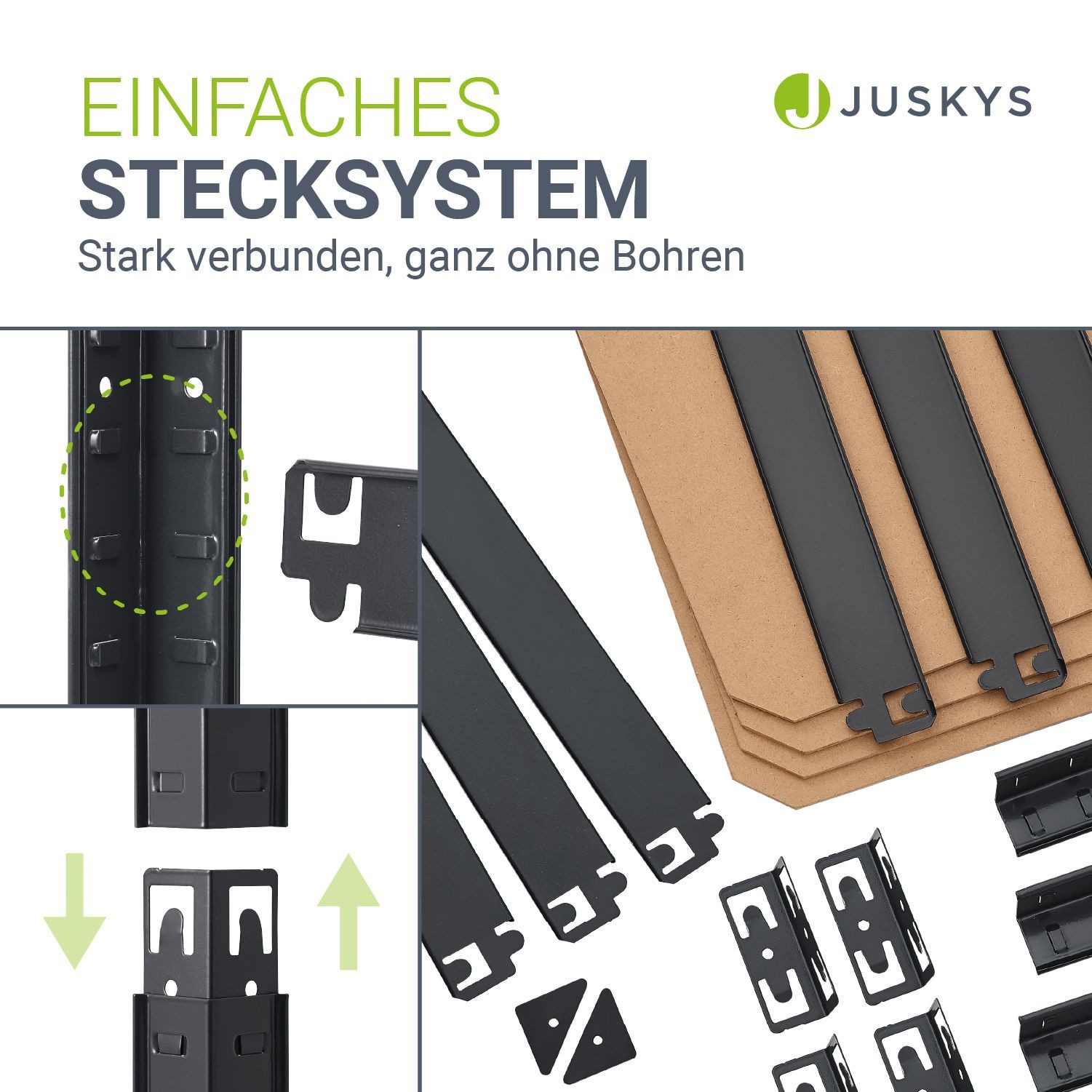 Juskys Schwerlastregal Easy, Set, 2er Set, 640 kg Traglast, 8 Böden, indivi günstig online kaufen