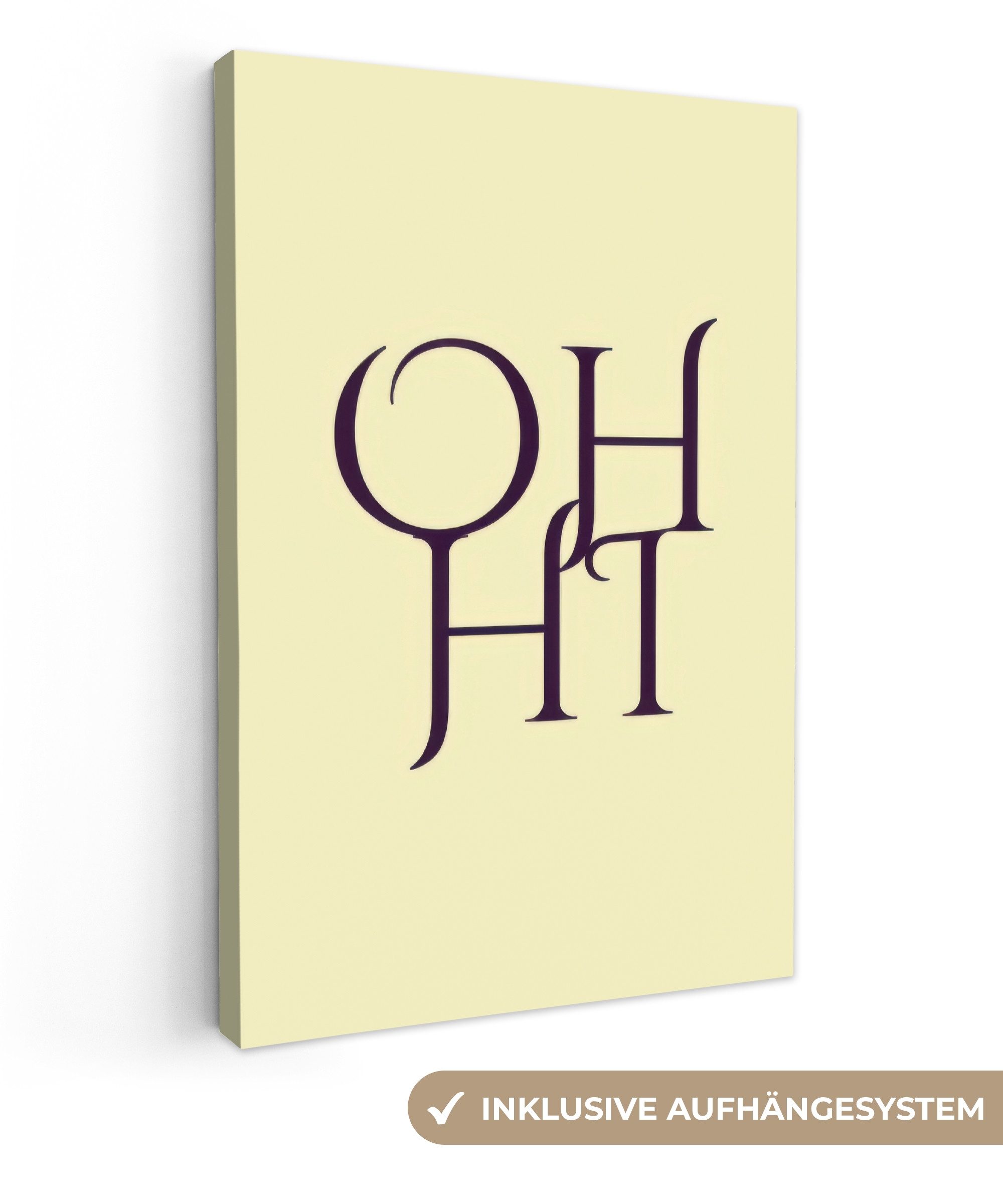 OneMillionCanvasses® Leinwandbild Oh hallo - Gelb - Monogramm, Fotodruck (1 St), Leinwandbilder XXL für Wohnzimmer 90x140 cm