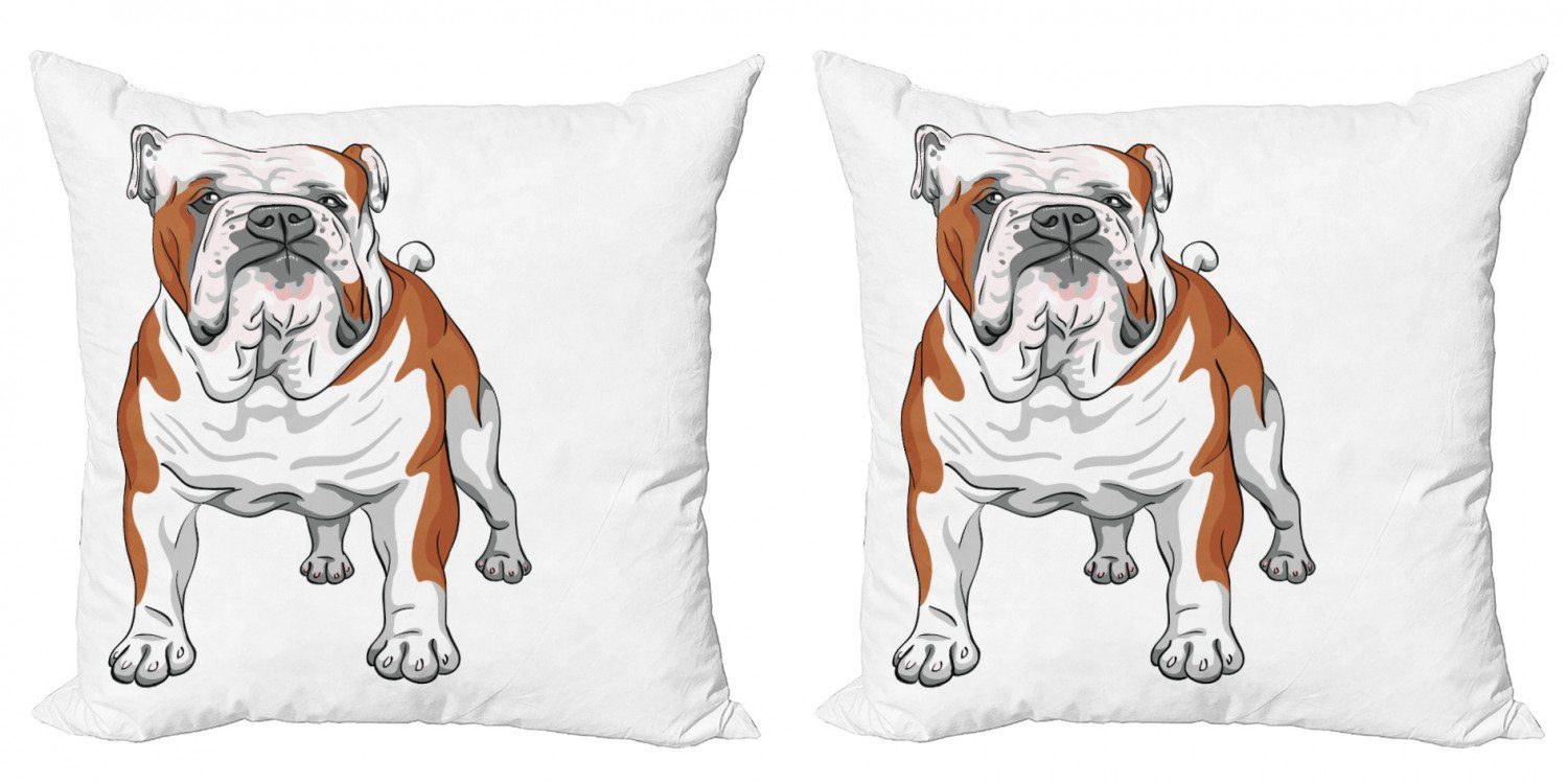 Kissenbezüge Modern Accent Doppelseitiger Digitaldruck, Abakuhaus (2 Stück), Englische Bulldogge muskulöse Hund