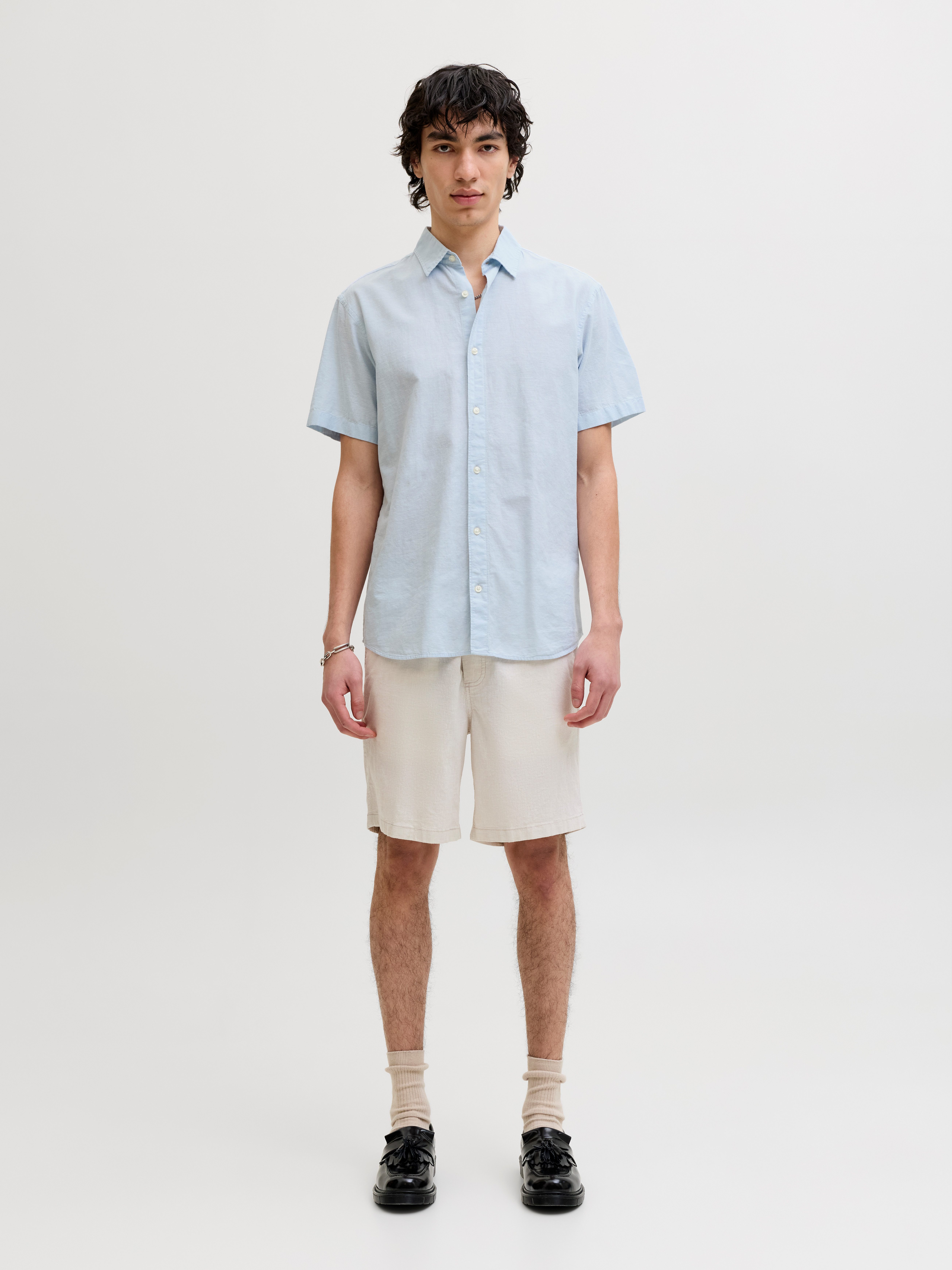 Jack & Jones Kurzarmhemd JJEBREEZE LINEN BLEND SHIRT S/S SN mit Leinen – Bild 5 von 5