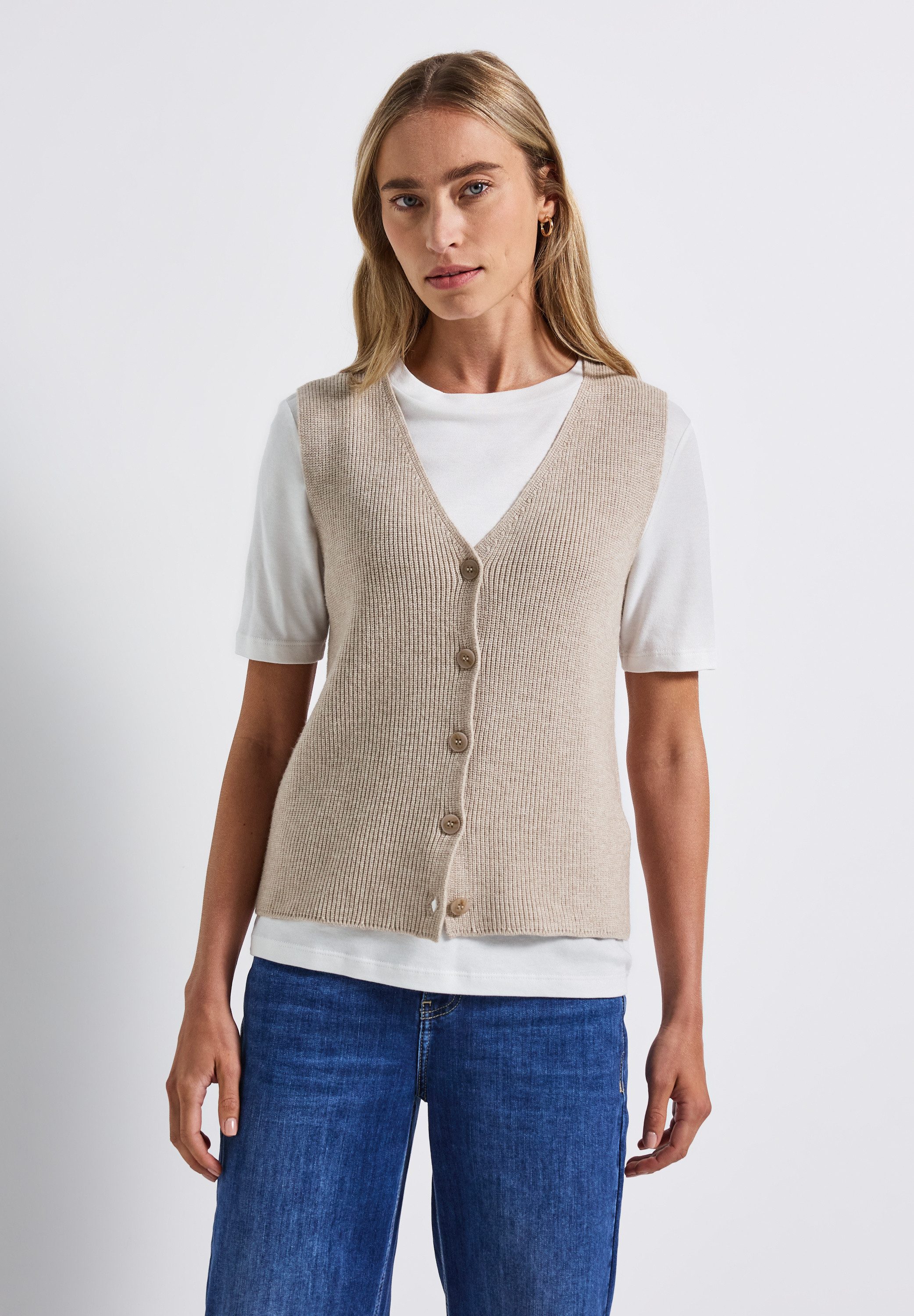 STREET ONE Strickweste in Ripp-Optik und günstig online kaufen