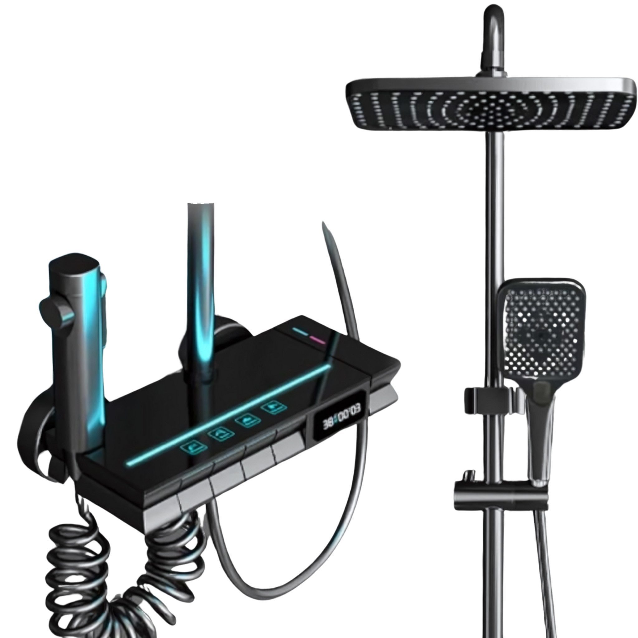 LuxaSteel Duscharmatur Duschsystem Regendusche mit Thermostat LED-Beleuchtu günstig online kaufen