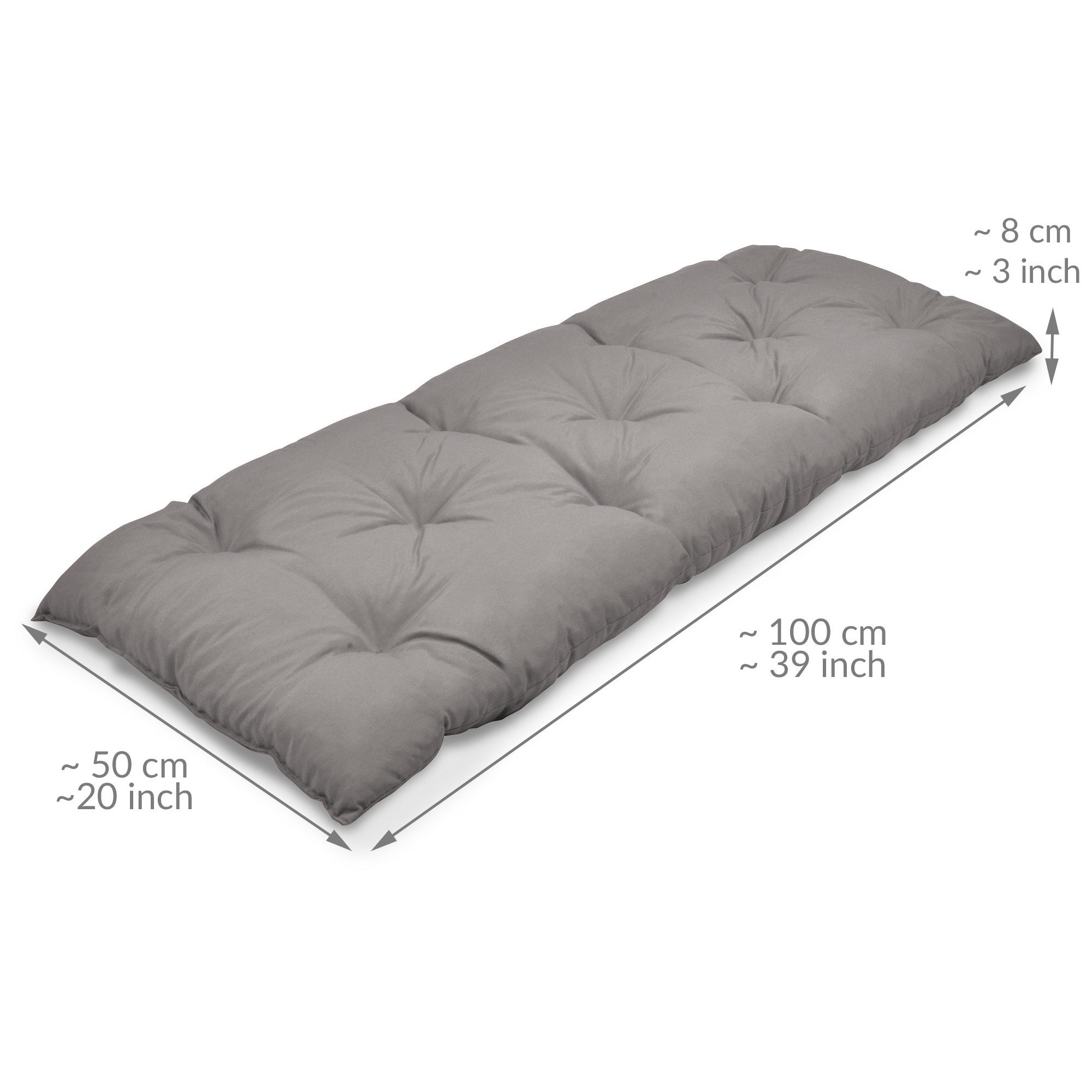Beautissu Bankauflage Bankauflage Flair BK, ca.100x50x10cm, Hellgrau, Sitzkissen für Gartenbank, Bankpolster Outdoor & Hollywoodschaukel – Bild 3 von 5