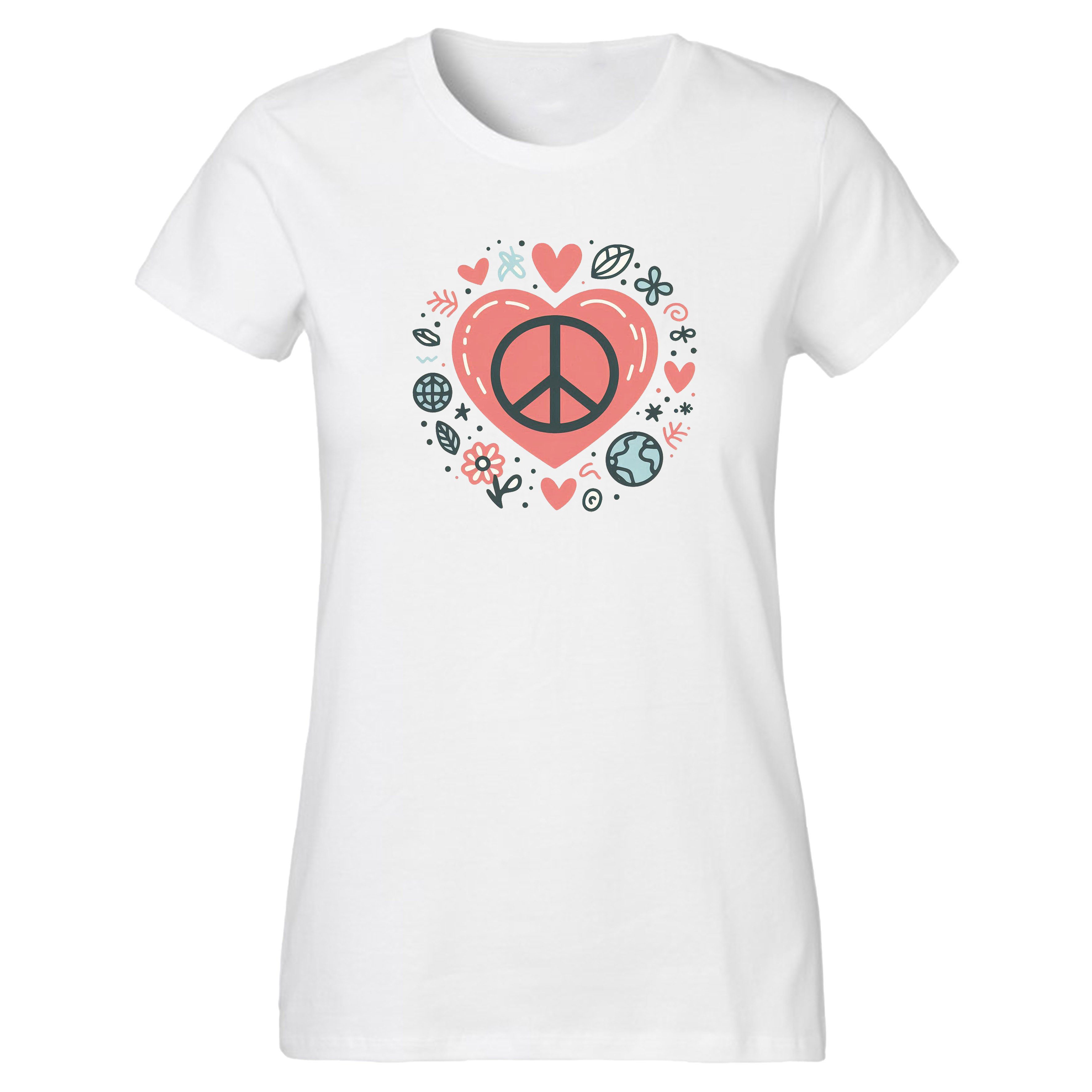 Banco T-Shirt Damen Herz Frieden Liebe Sommershirt Kurzarm langlebiger Druc günstig online kaufen