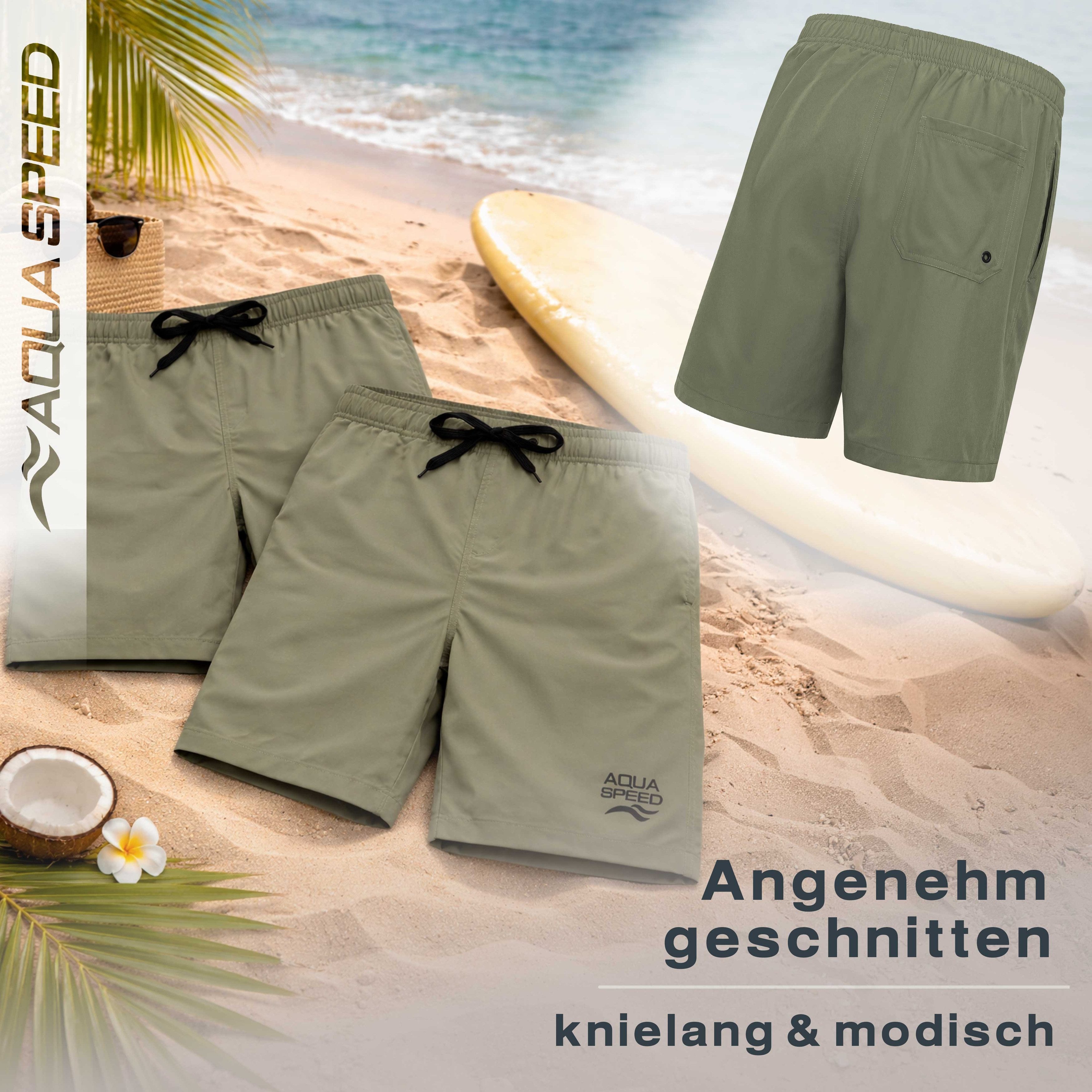 Aqua Speed Boardshorts (DYLAN Badehose Badeshorts Strandhose Schwimmhose Mann) Entspannter Sitz für angenehme Stunden an Pool und Strand