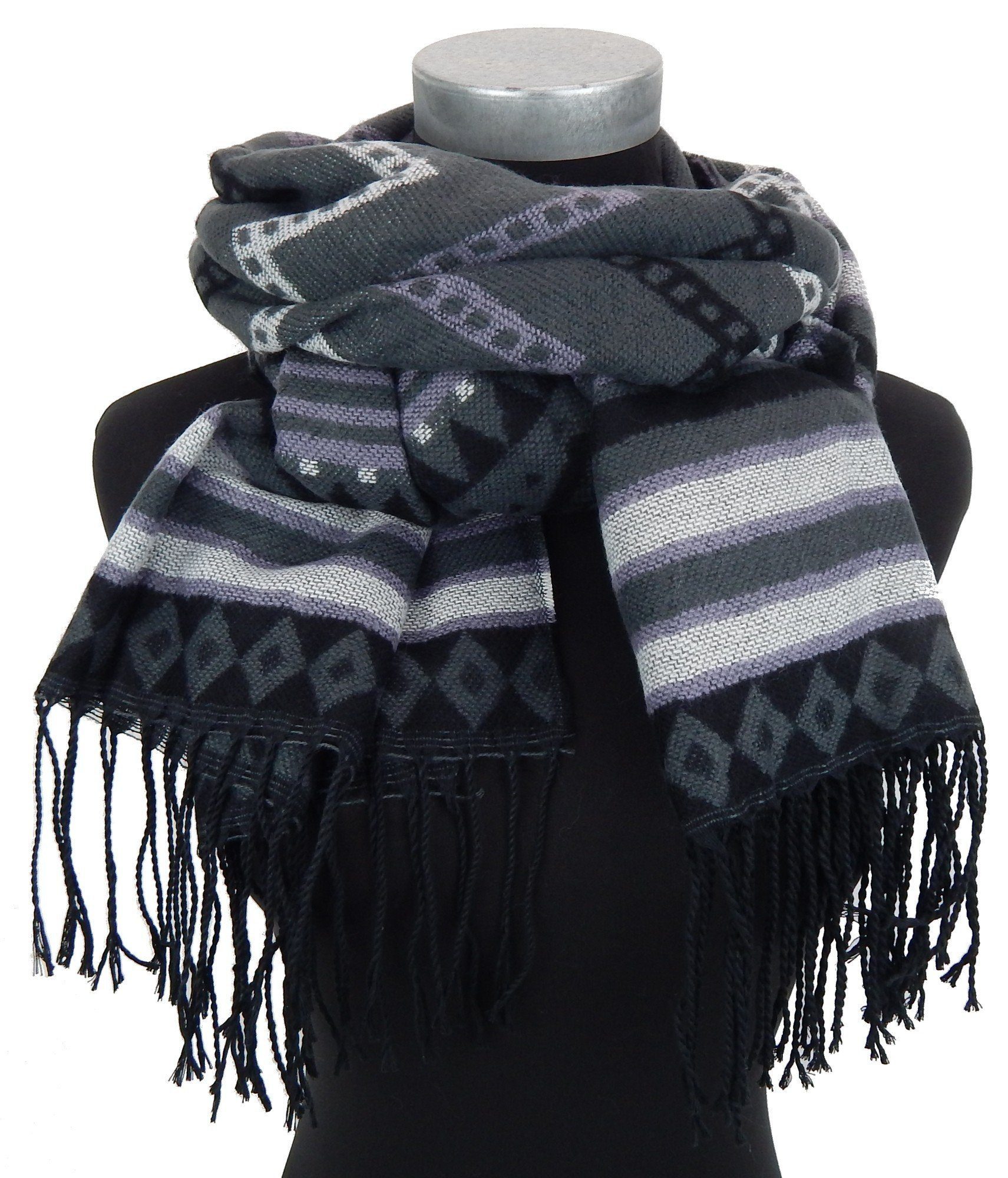 Ella Jonte Modeschal, weicher Schal grau schwarz weiß lila Herbst- Wintersc günstig online kaufen