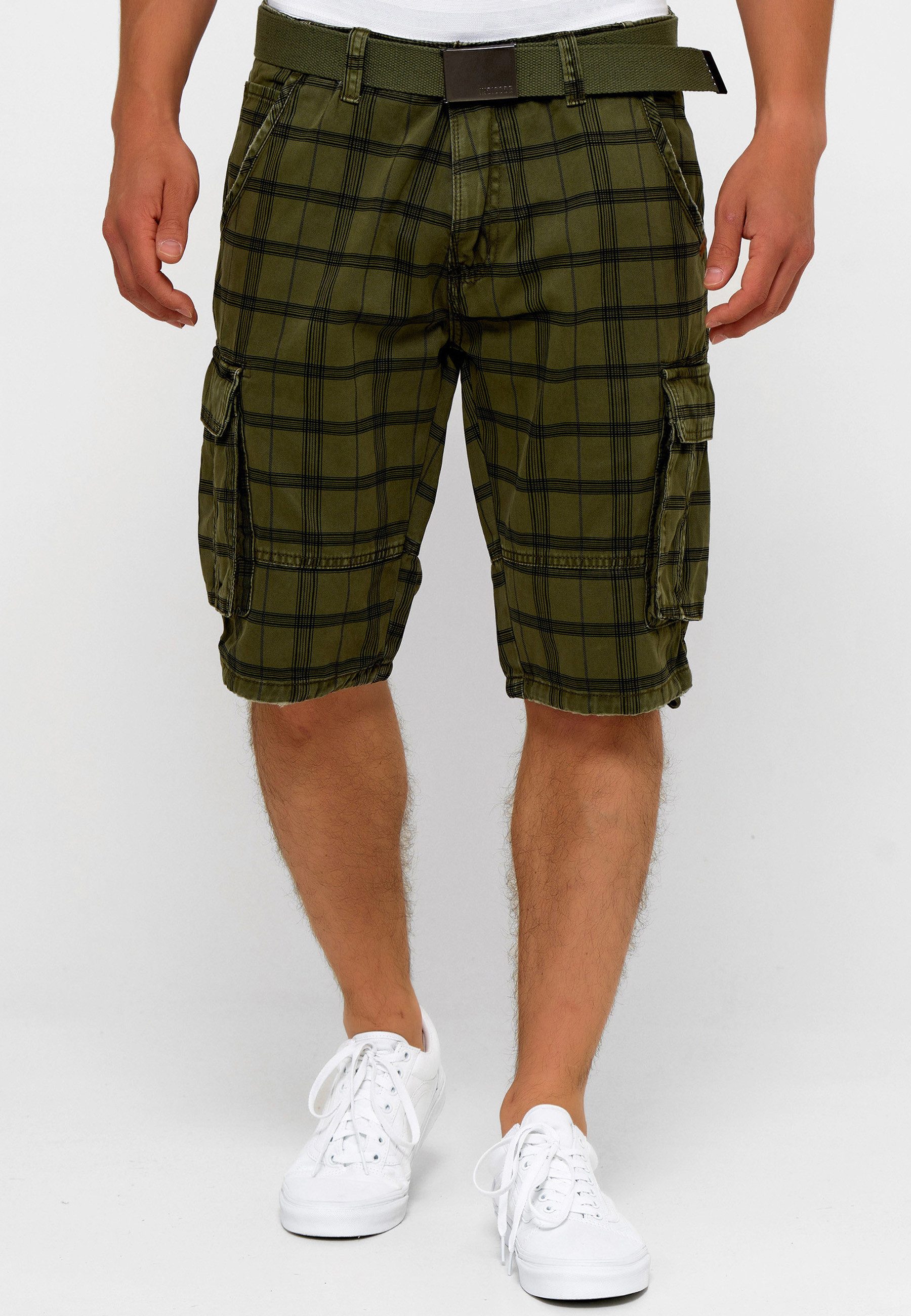 INDICODE Cargoshorts Herren Blixt Cargo Shorts Herrenshorts aus 100 % Baumwolle, inkl. Gürtel