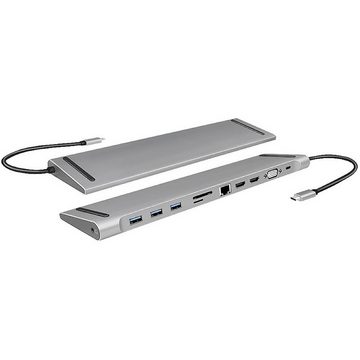 LogiLink Laptop-Dockingstation USB 3.2 (Gen 1) Docking Station, 11-Port, m/PD, USB-C® Power Delivery, integrierter Kartenleser