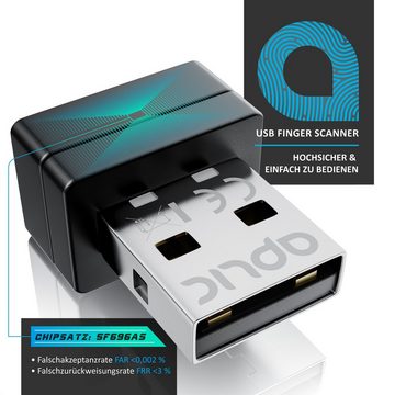 Aplic Fingerabdrucksensor, USB Fingerabdruckleser, bis zu 10 IDs, Windows 8 10 11, Finger Scanner