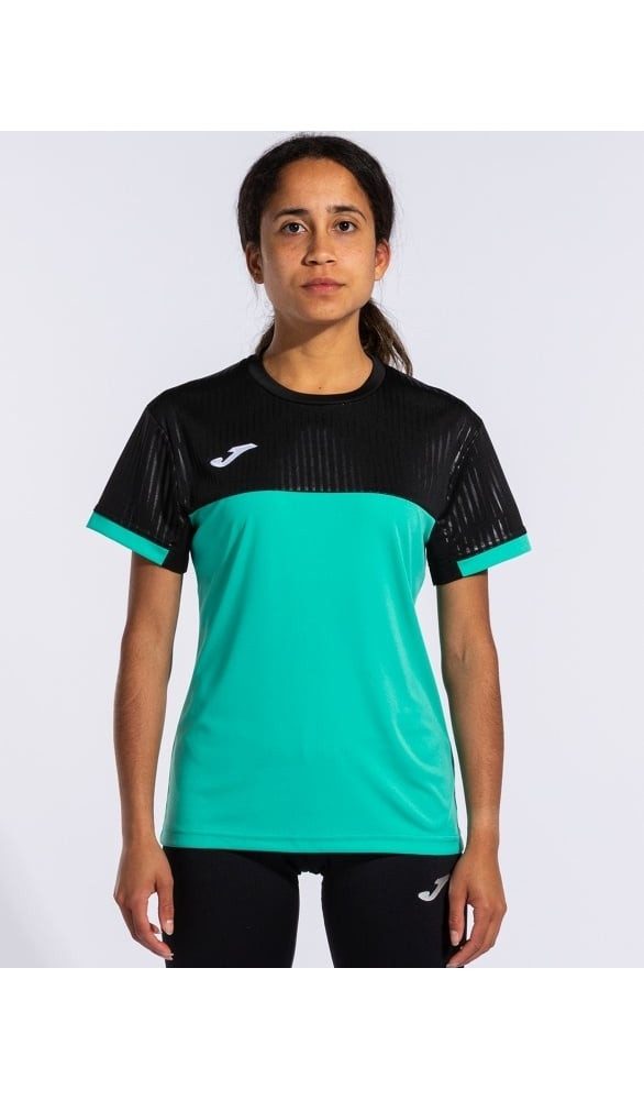 Joma Tennisshirt Montreal (100% Polyester) grün/schwarz Damen
