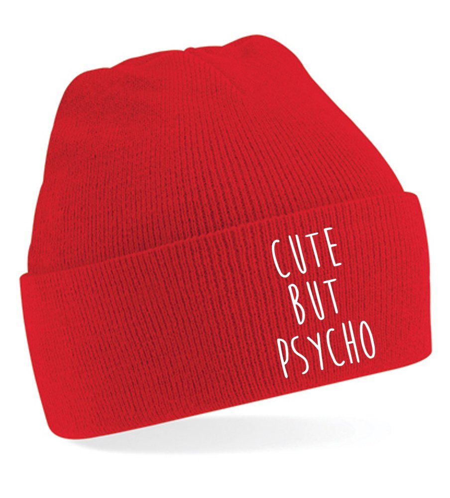 Blondie & Brownie Psycho Unisex Cute Erwachsenen Beanie Rot Crazy Mütze