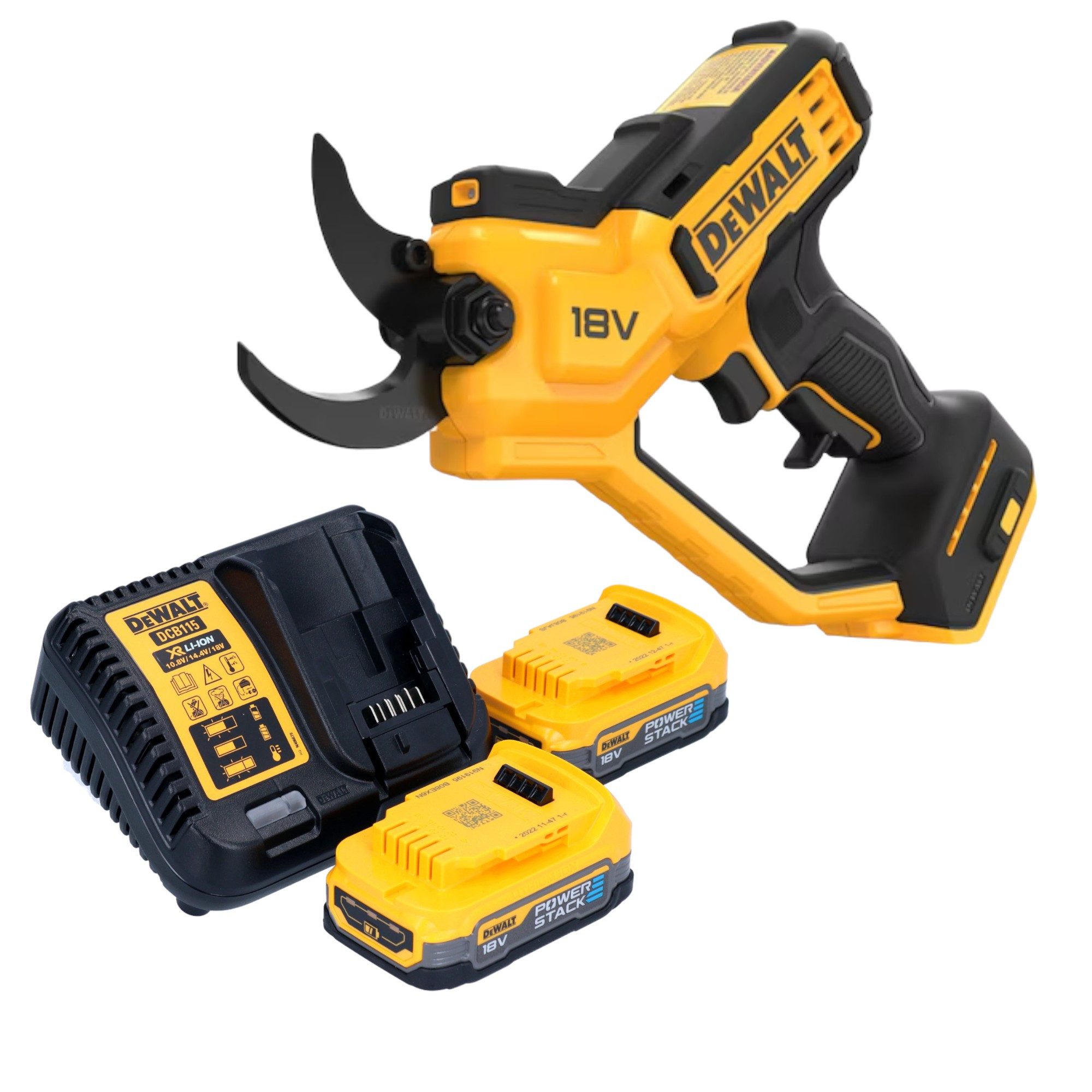DeWalt Akku-Astschere DCMPP 568 E2 18 V 38 mm + 2x Powerstack Akku 1,7 Ah + Ladegerät