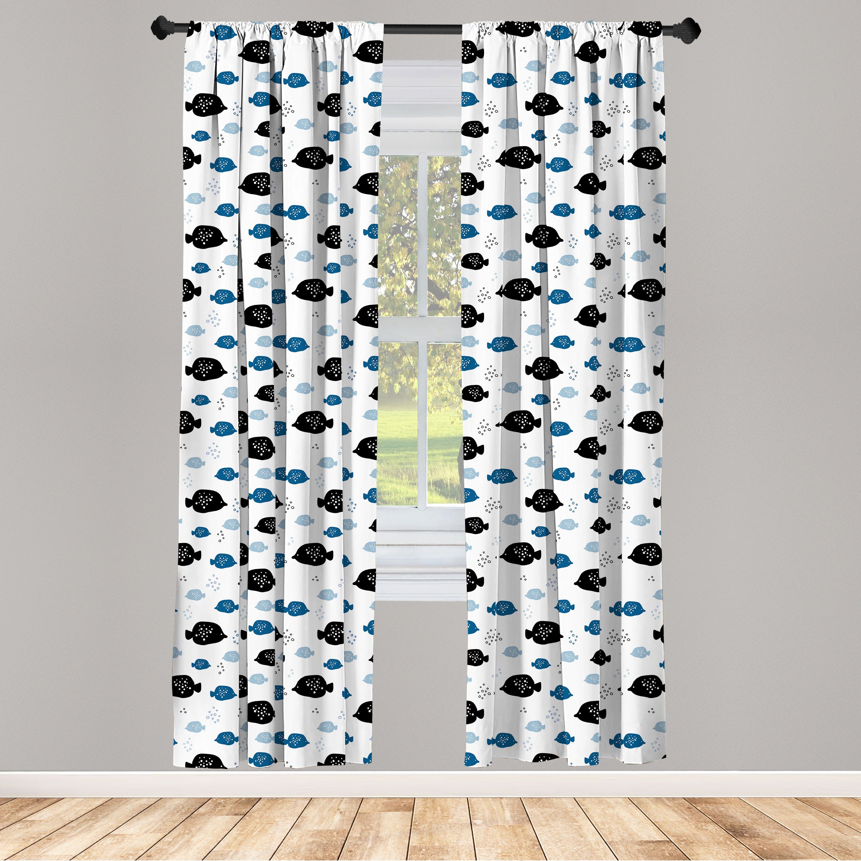 Vorhang Microfaser, Dekor, Nautisch Gardine für Unterwasser-Muster Abakuhaus, Schlafzimmer Wohnzimmer Fische