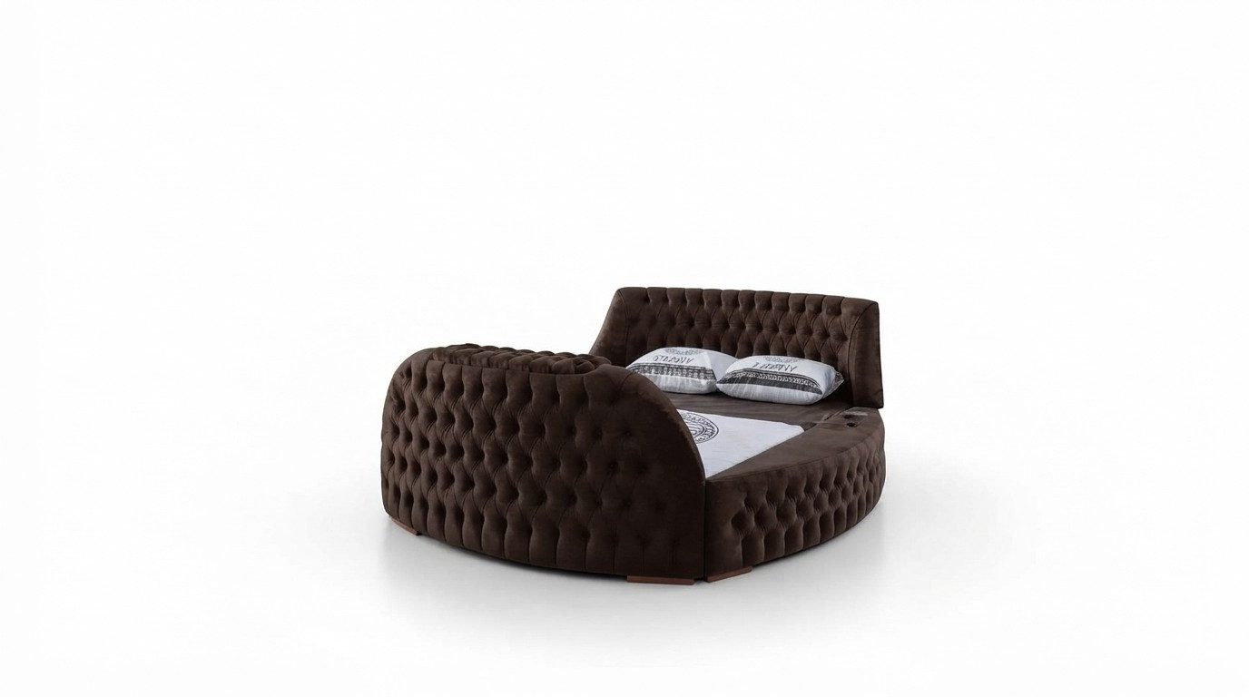 Xlmoebel Rundbett Schwarzes Chesterfield Bett mit luxuriöser Polsterung (Bett), Hergestellt in Europa