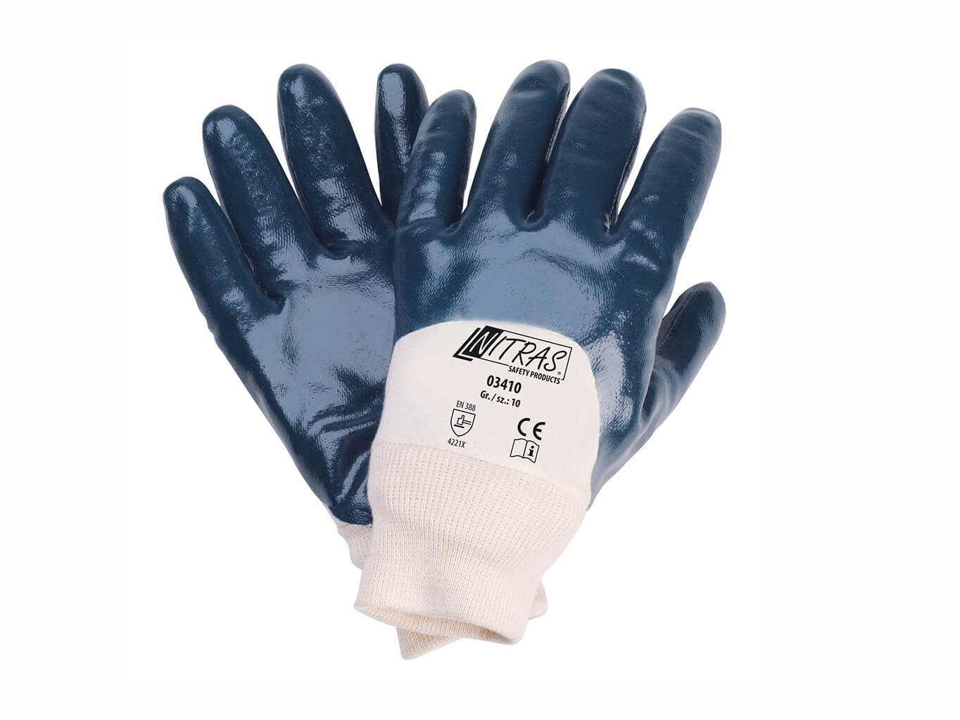 Nitras Arbeitshandschuhe Baumwollhandschuhe Nitril blau Gr. 8 (L)