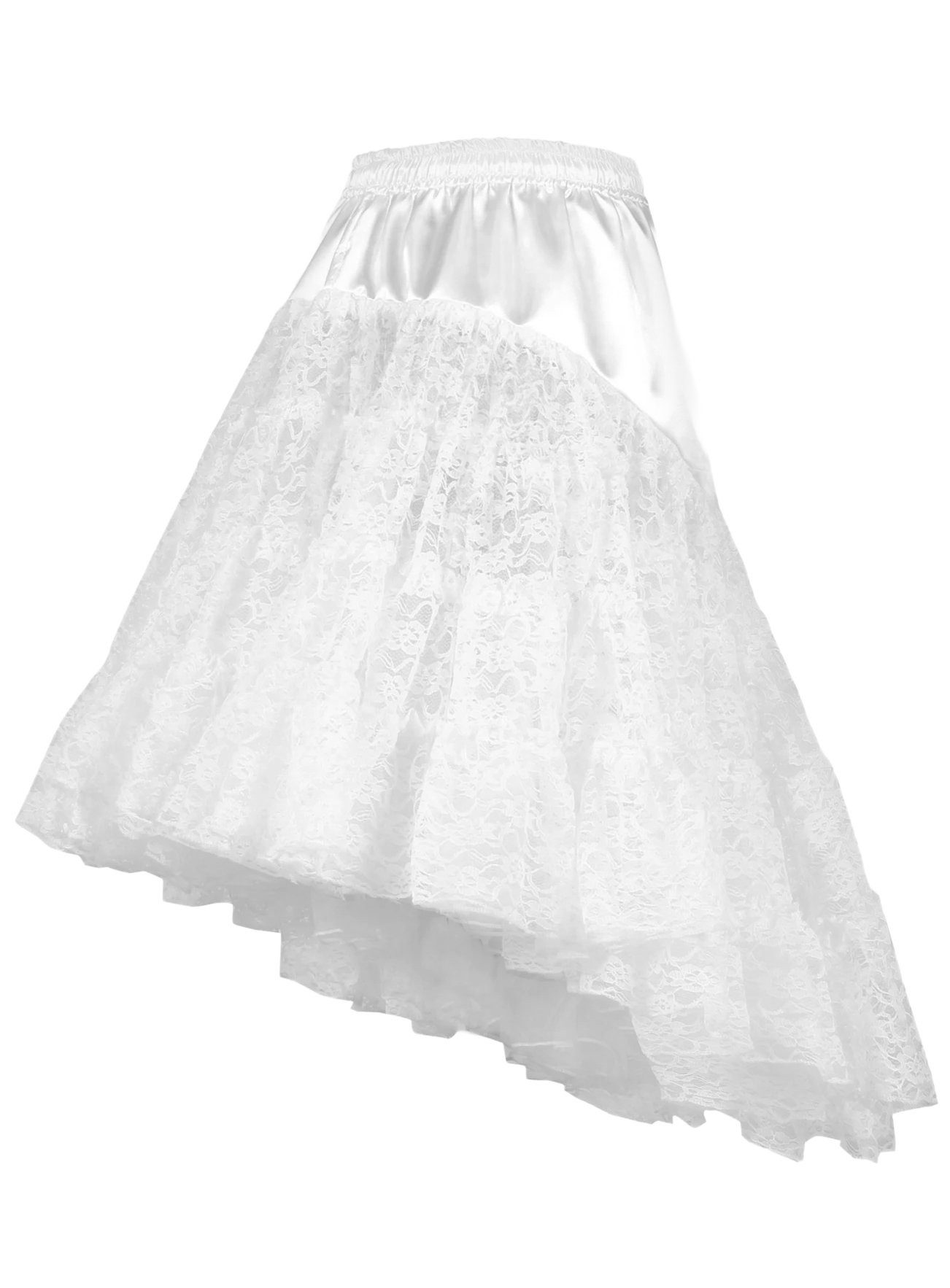 thetru Kostüm Petticoat mit Schleppe weiß, Eleganter Unterrock, vorne kurz hinten lang