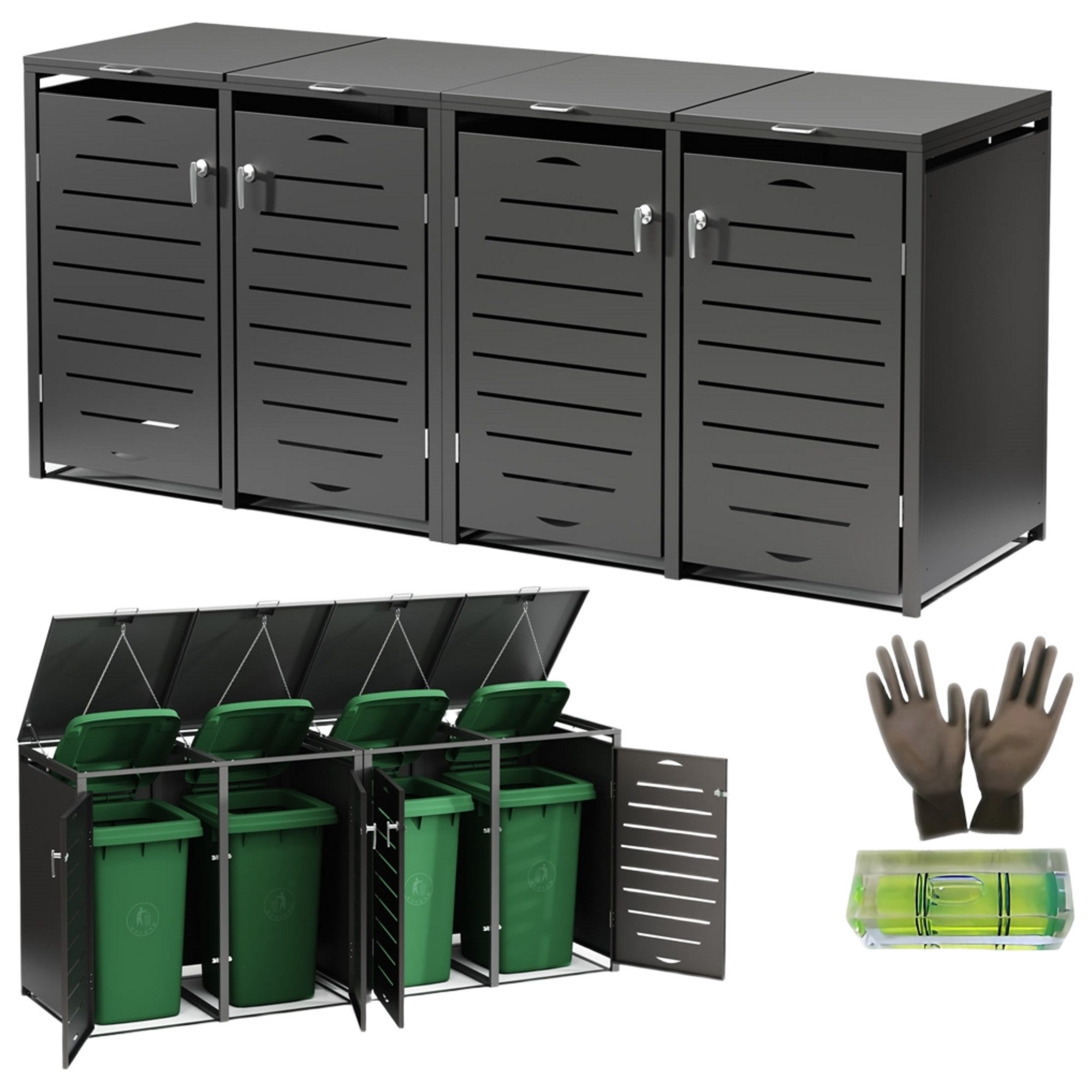Melko Mülltonnenbox Mülltonnenverkleidung 240L Tonnenhaus Mülltonnenhaus Abfallbehälter (Set, Set), modular erweiterbar