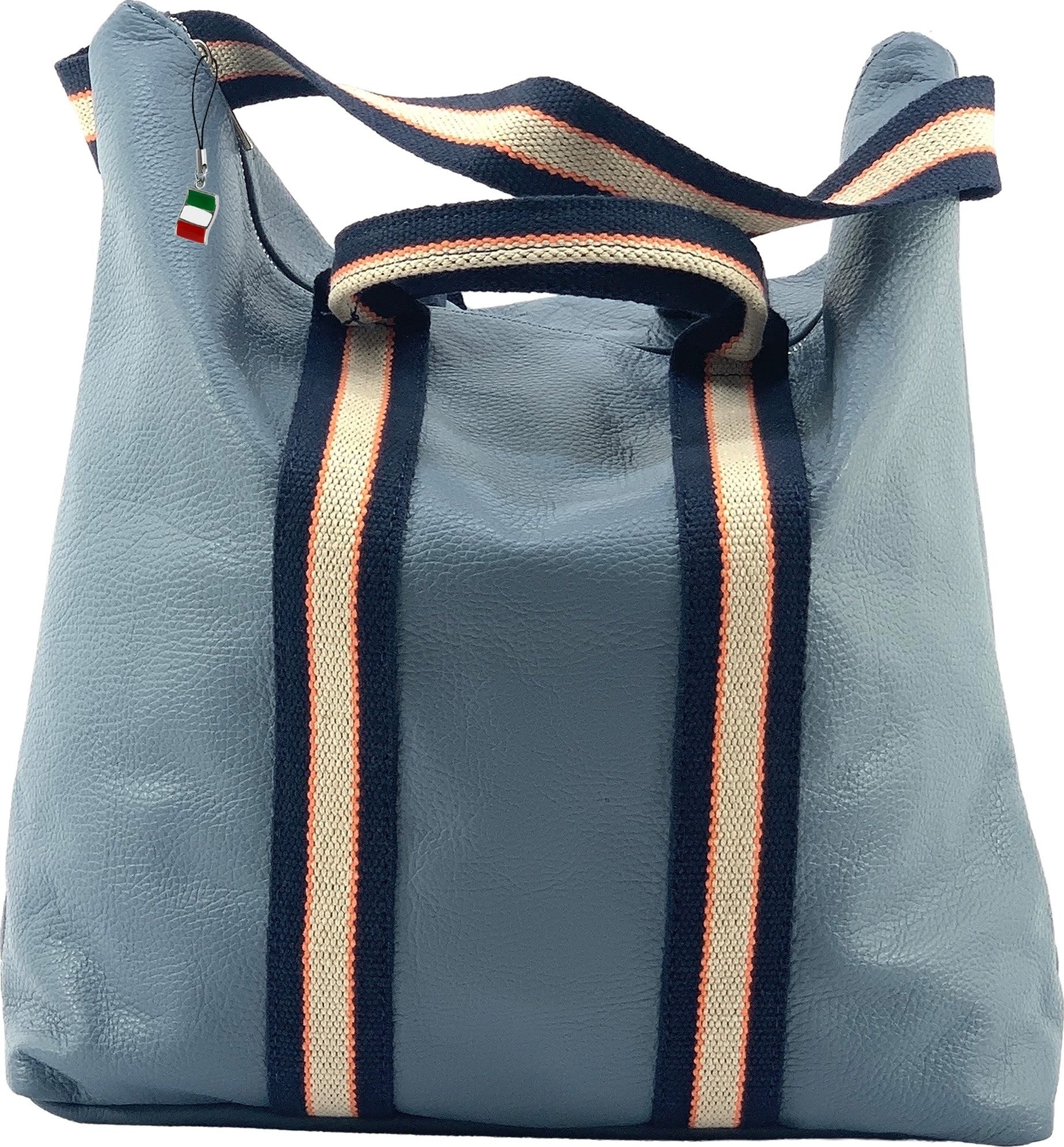 FLORENCE Cityrucksack Florence Rucksack Damen Daypack Echtleder (Cityrucksack), Damen Cityrucksack Leder, Canvas, hellblau ca. 43cm x ca. 39cm hoch