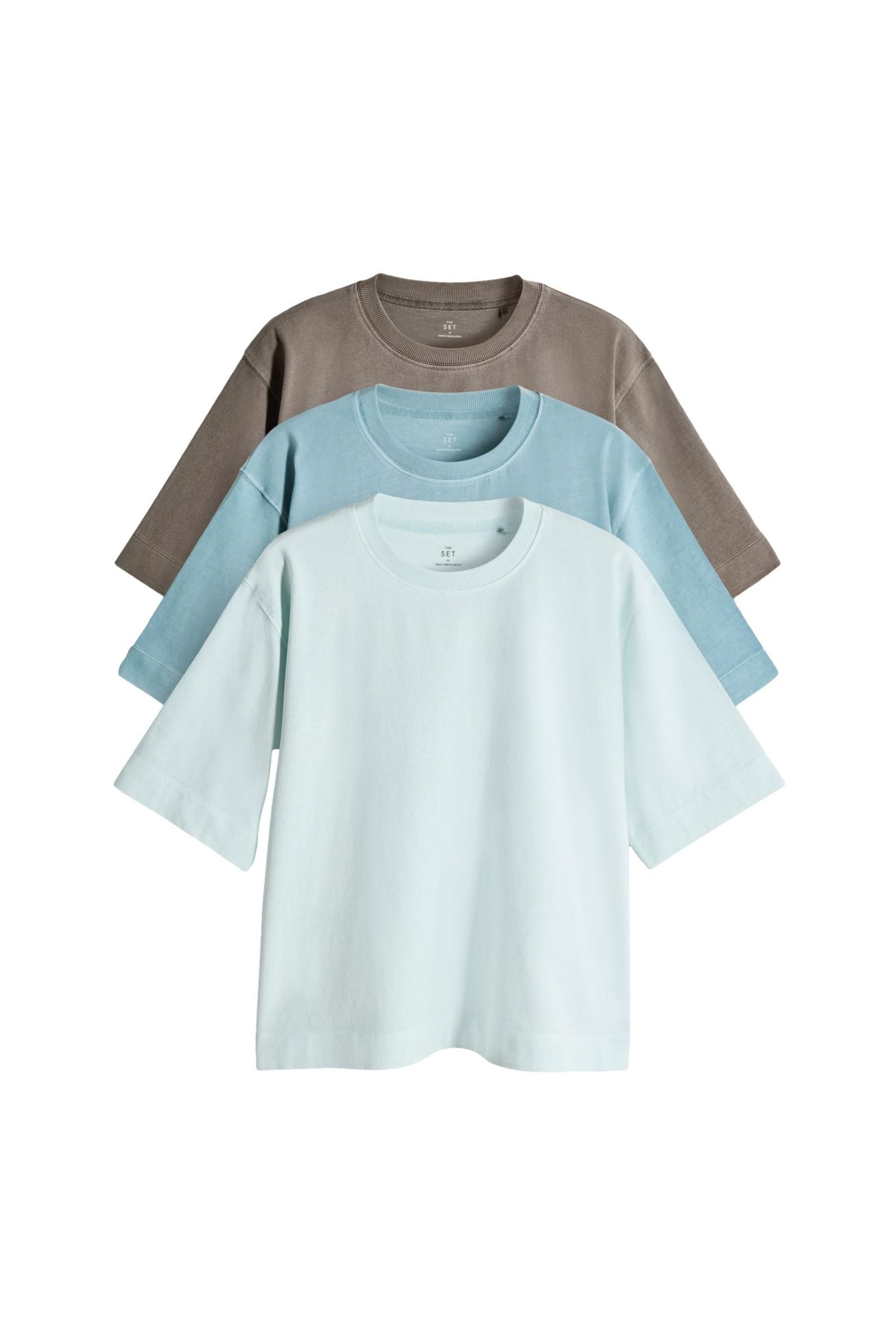 The Set T-Shirt The Set Kurzarm-T-Shirts, Stückwaschung, 3er-Pack (3-tlg)