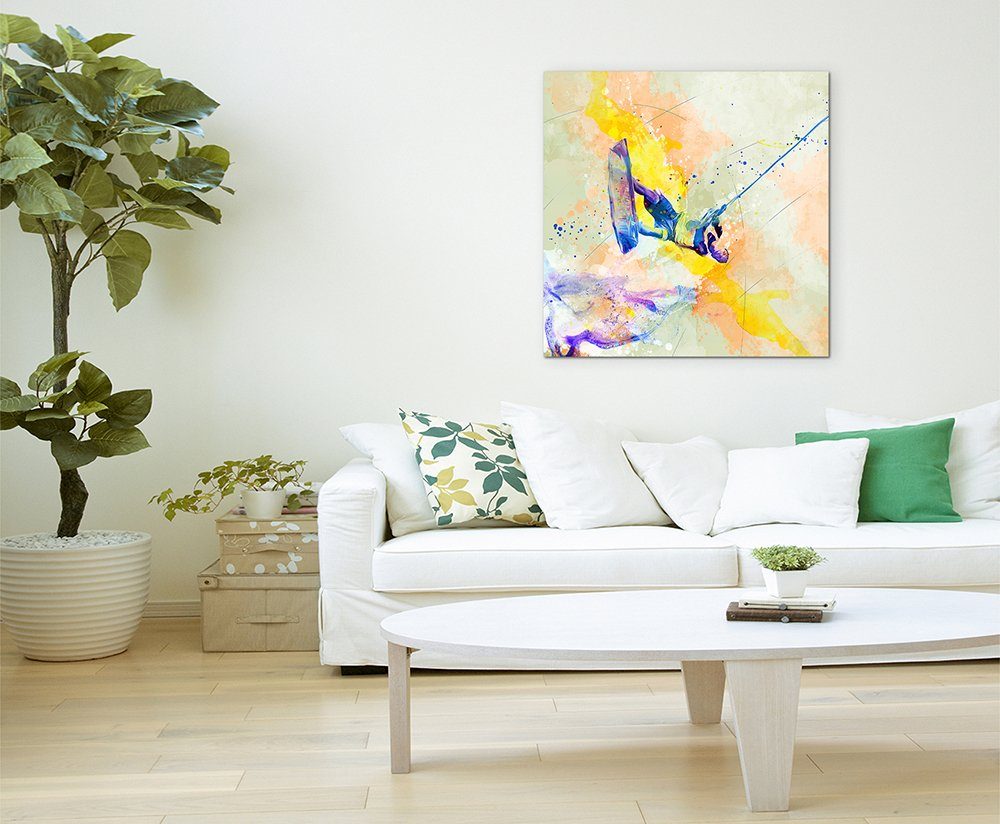 Sinus Art Leinwandbild Wakeboard 60x60cm Aquarell Art Leinwandbild
