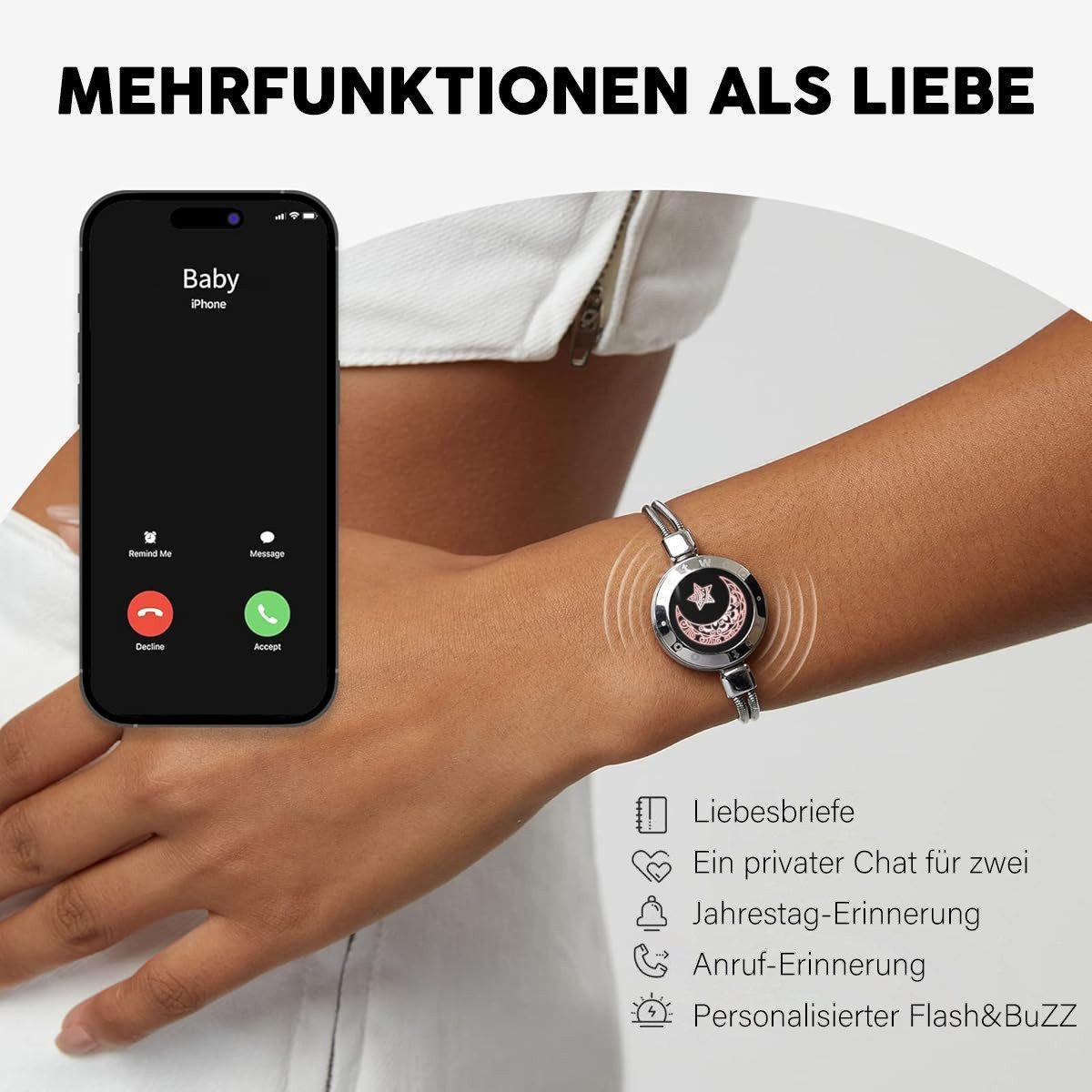 MOPUEA Bettelarmband Intelligentes Sensorarmband: Berührung,Liebes Geschenk (2-tlg)