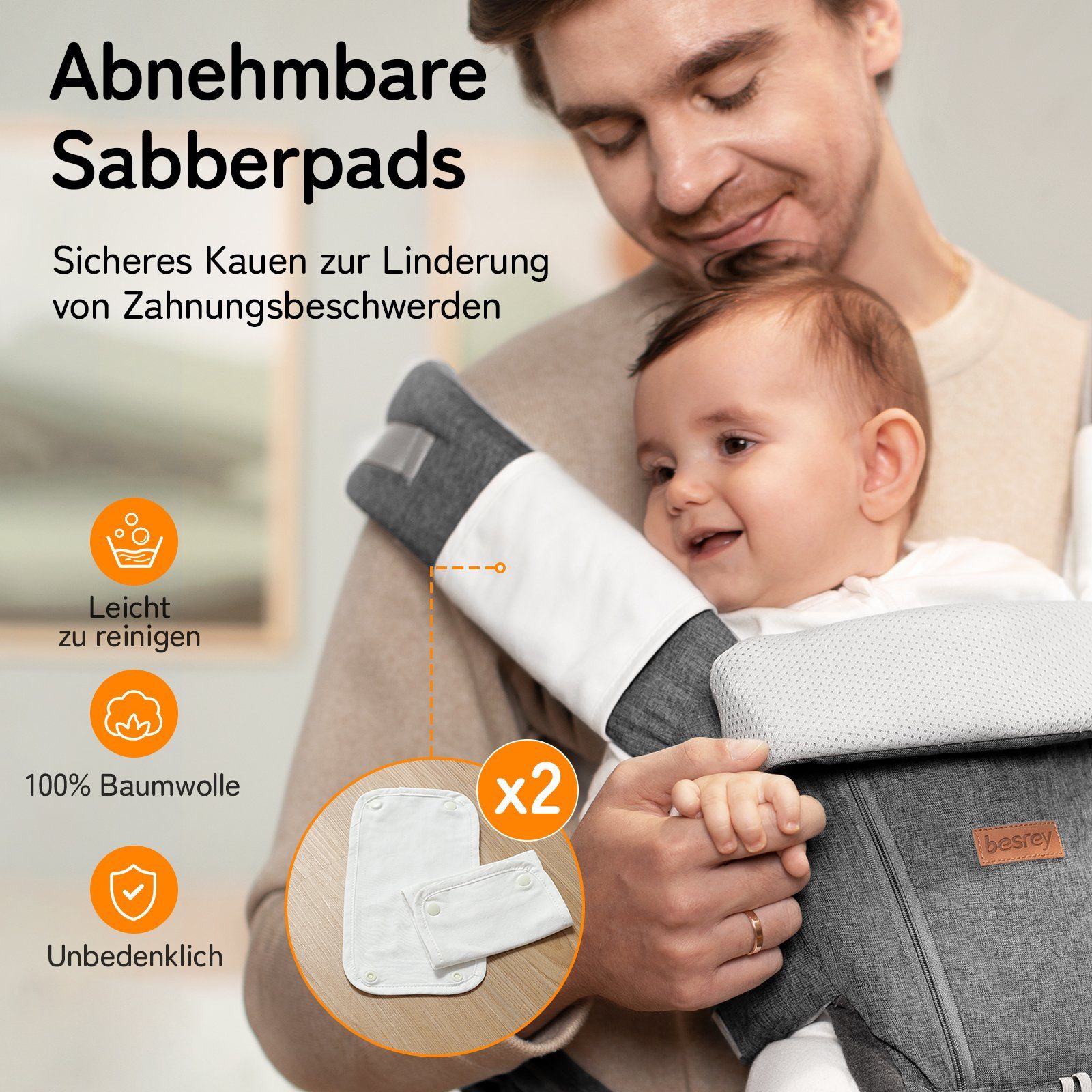 besrey Bauchtrage Babytrage mit Hüftsitz Bauchtragen & Rückentrage, Ergonomisches Babytrage für Babys & Kleinkinder (3,5-20 kg)