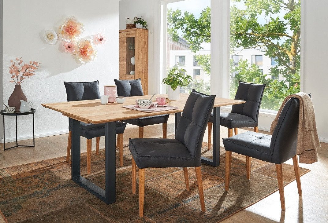 Main Möbel Esstisch Ausziehtisch 140(190)x90cm "Tirana" Wildeiche & Metall schwarz