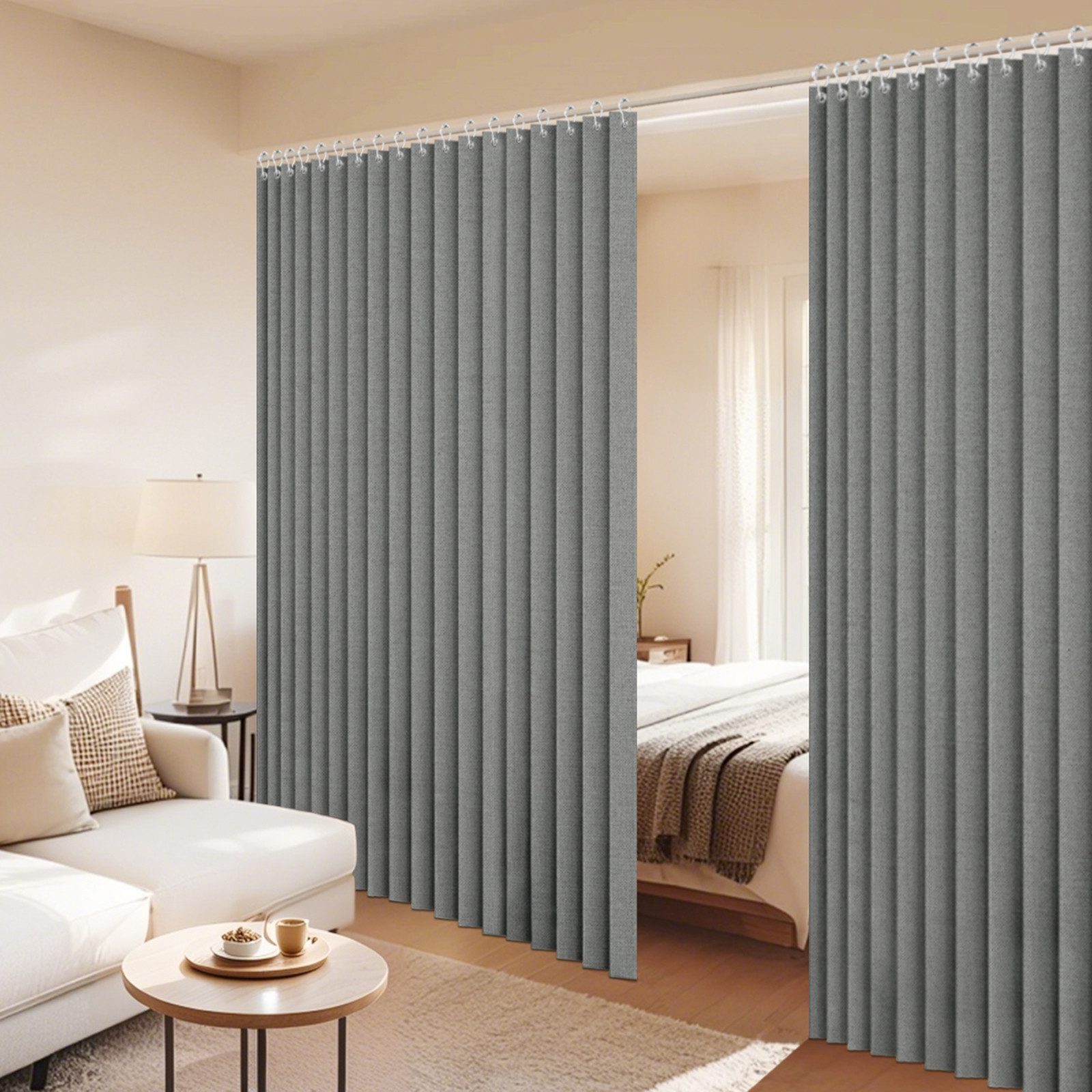 Sunicol Vorhang Wasserdicht Raumteiler Vorhang, Sichtschutzvorhang für Schlafzimmer, Extra breite Wärmeisolierend Trennwand Sichtschutz Fenstervorhänge
