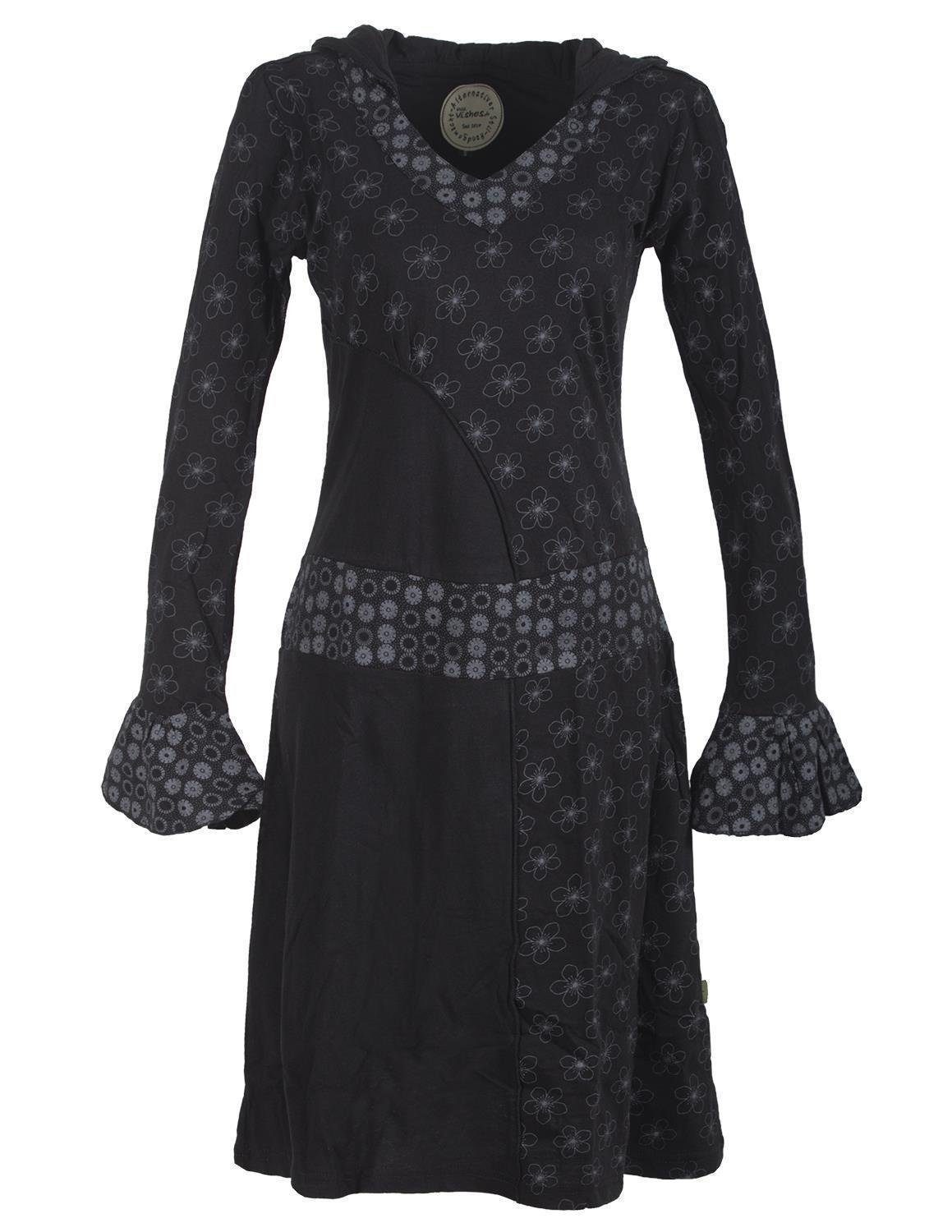 Vishes Zipfelkleid Langarm Blümchen Kapuzenkleid mit günstig online kaufen